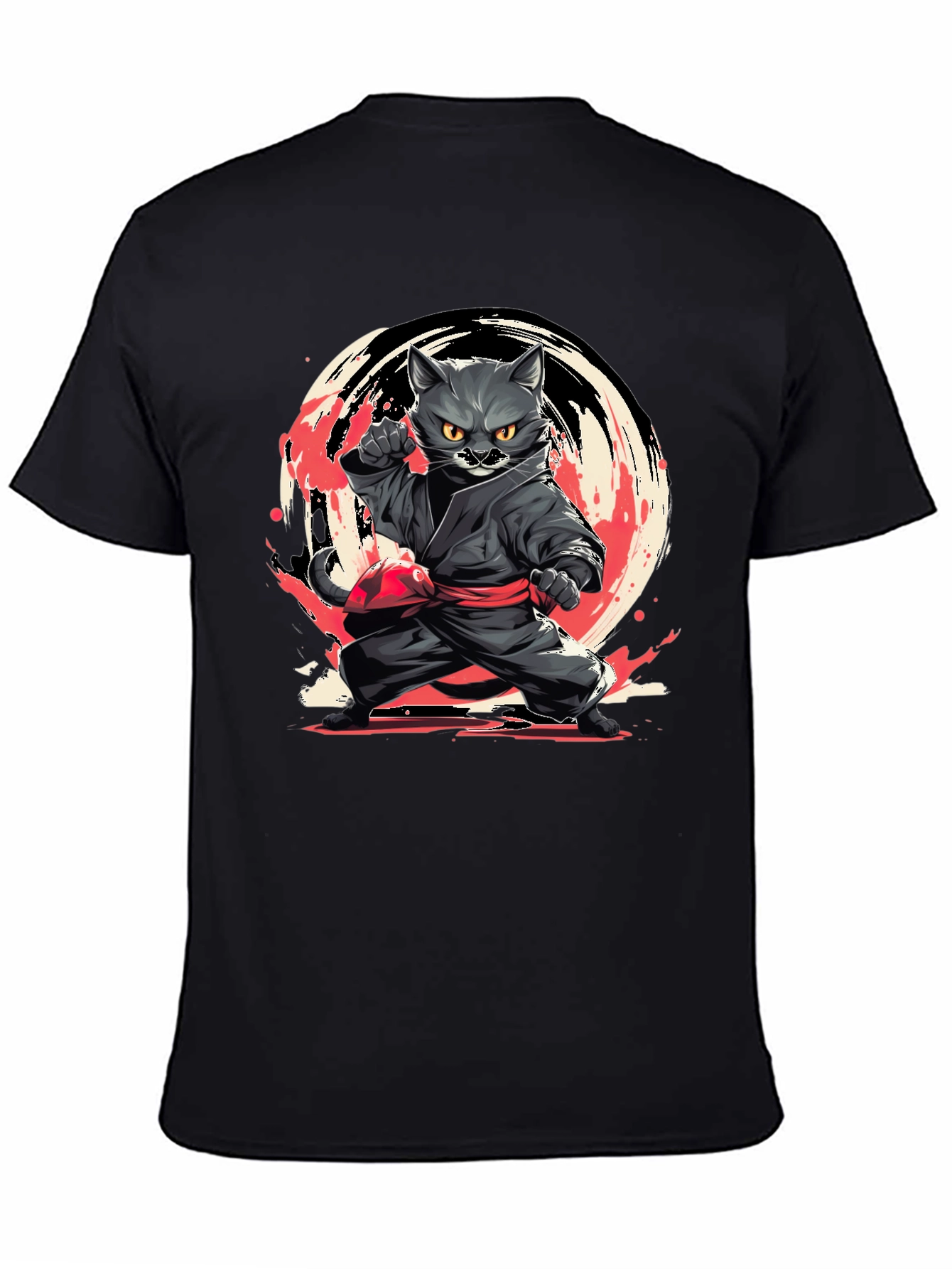 Ninja Cat T-Shirt - Black Cotton Tee