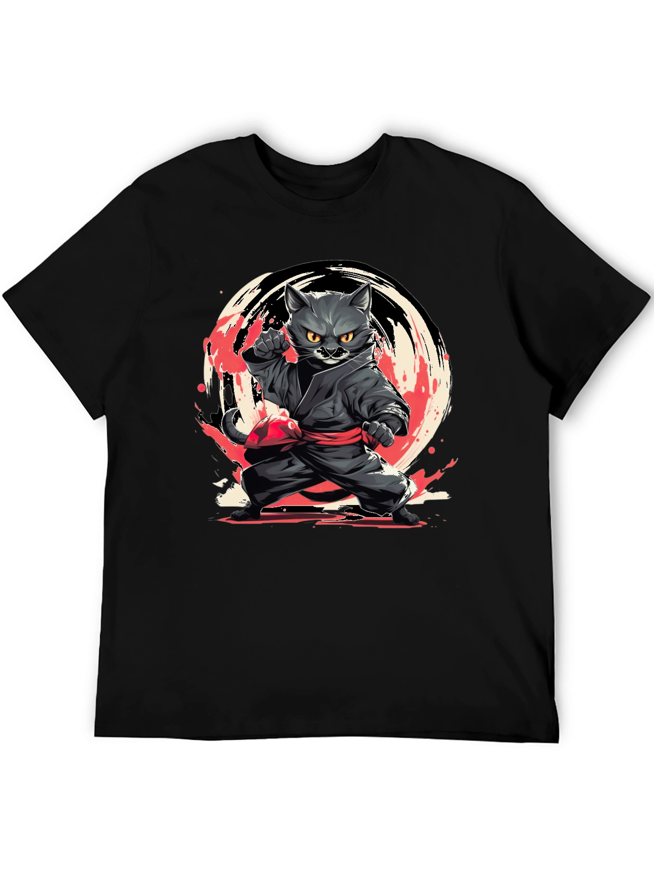 Ninja Cat T-Shirt - Black Cotton Tee