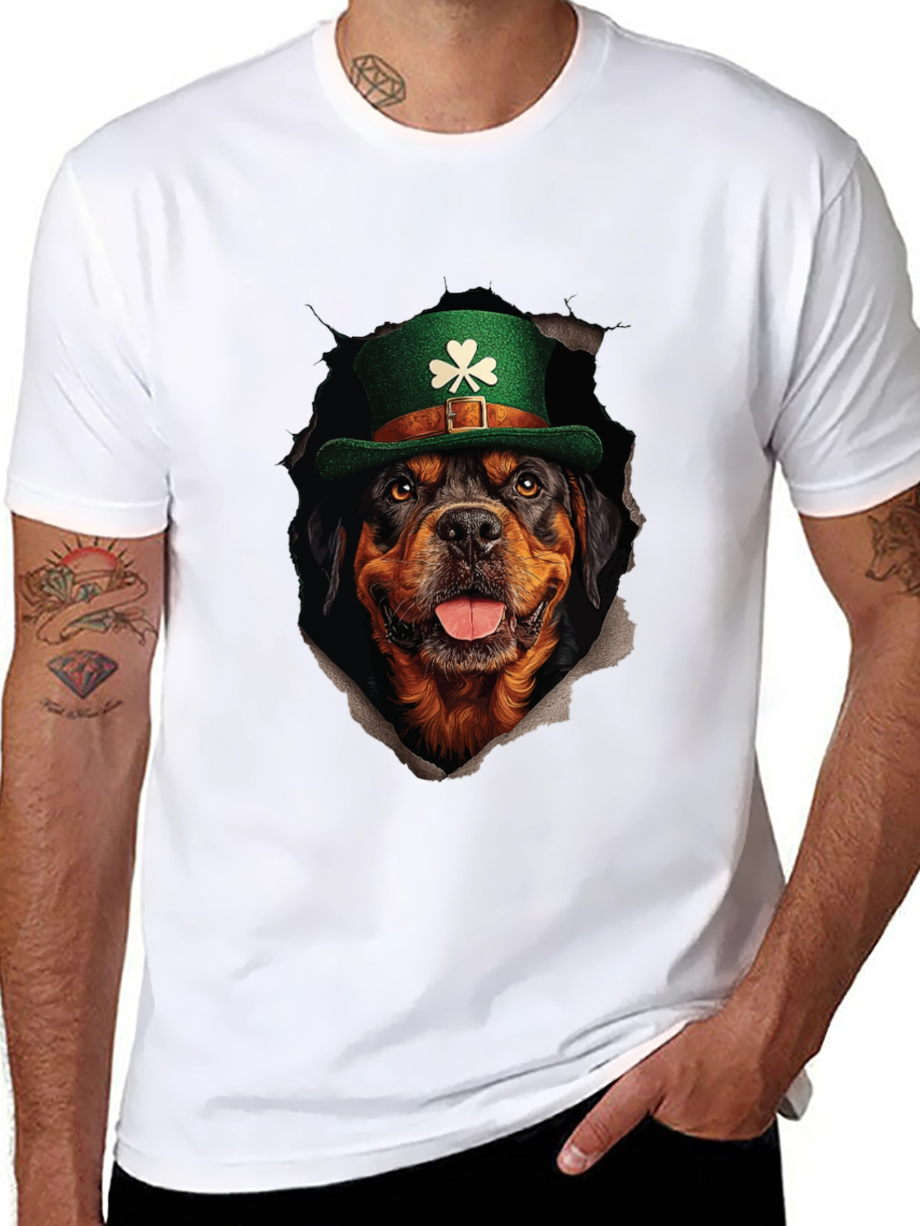 St. Patrick’s Rottweiler T-Shirt – Funny Irish Dog Lover Graphic Tee Gift