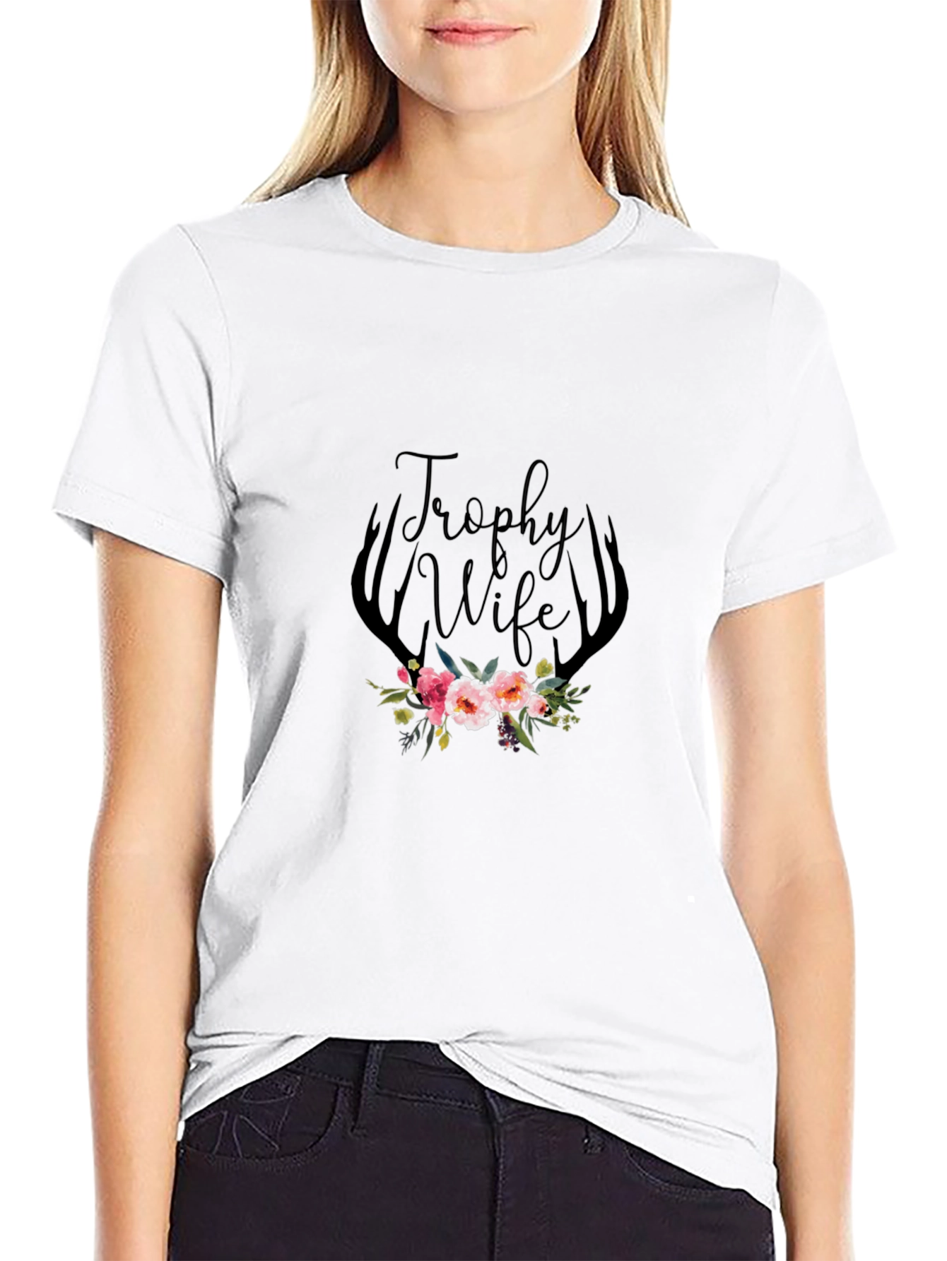 Trophy Wife Floral Antler Graphic Tee