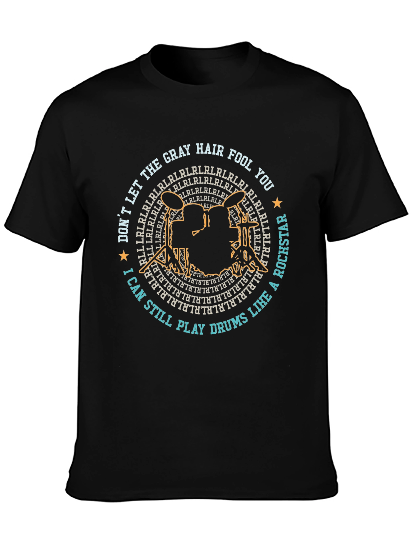 Gray Hair Fool Drummer Rockstar Graphic T-Shirt