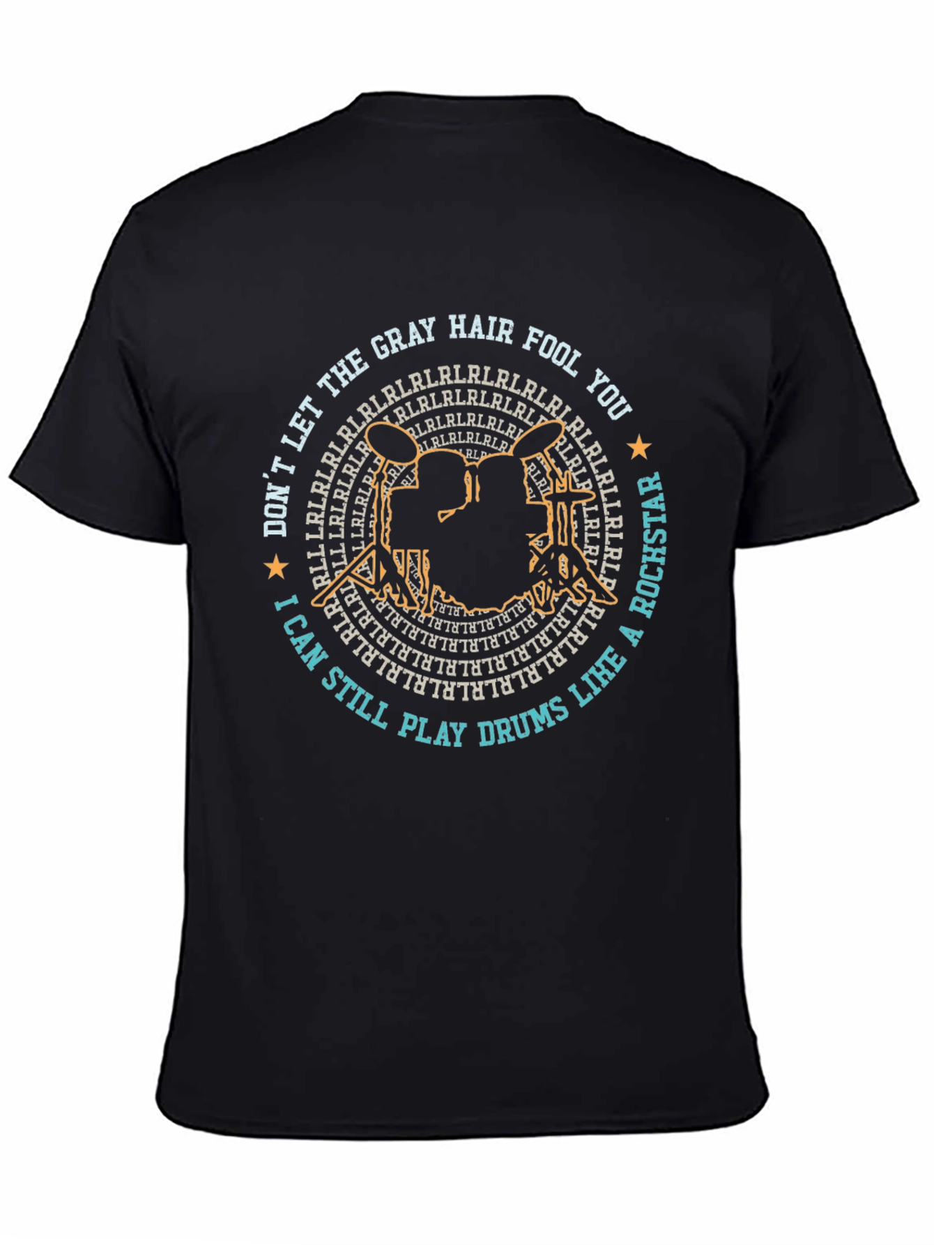 Gray Hair Fool Drummer Rockstar Graphic T-Shirt