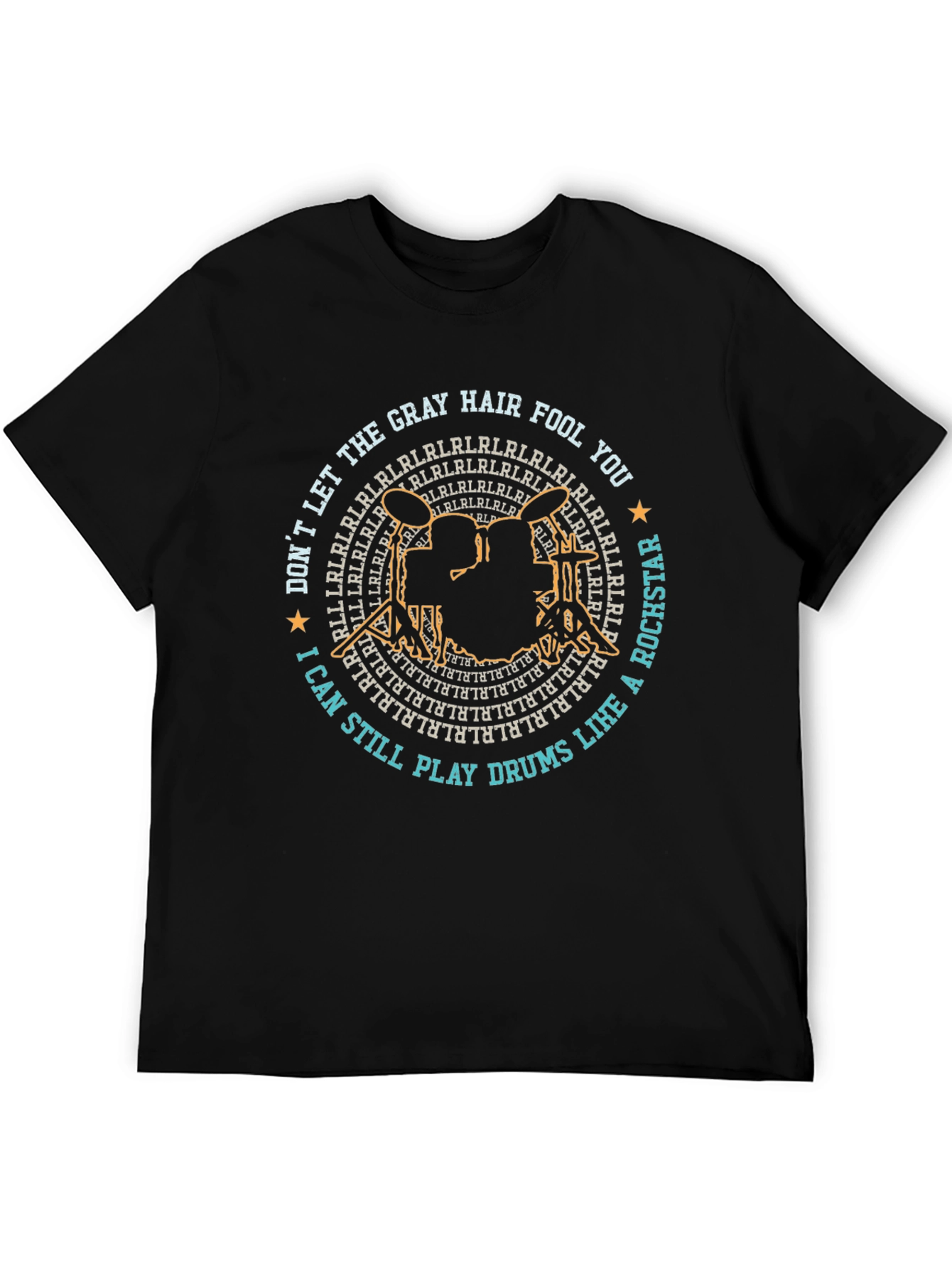 Gray Hair Fool Drummer Rockstar Graphic T-Shirt