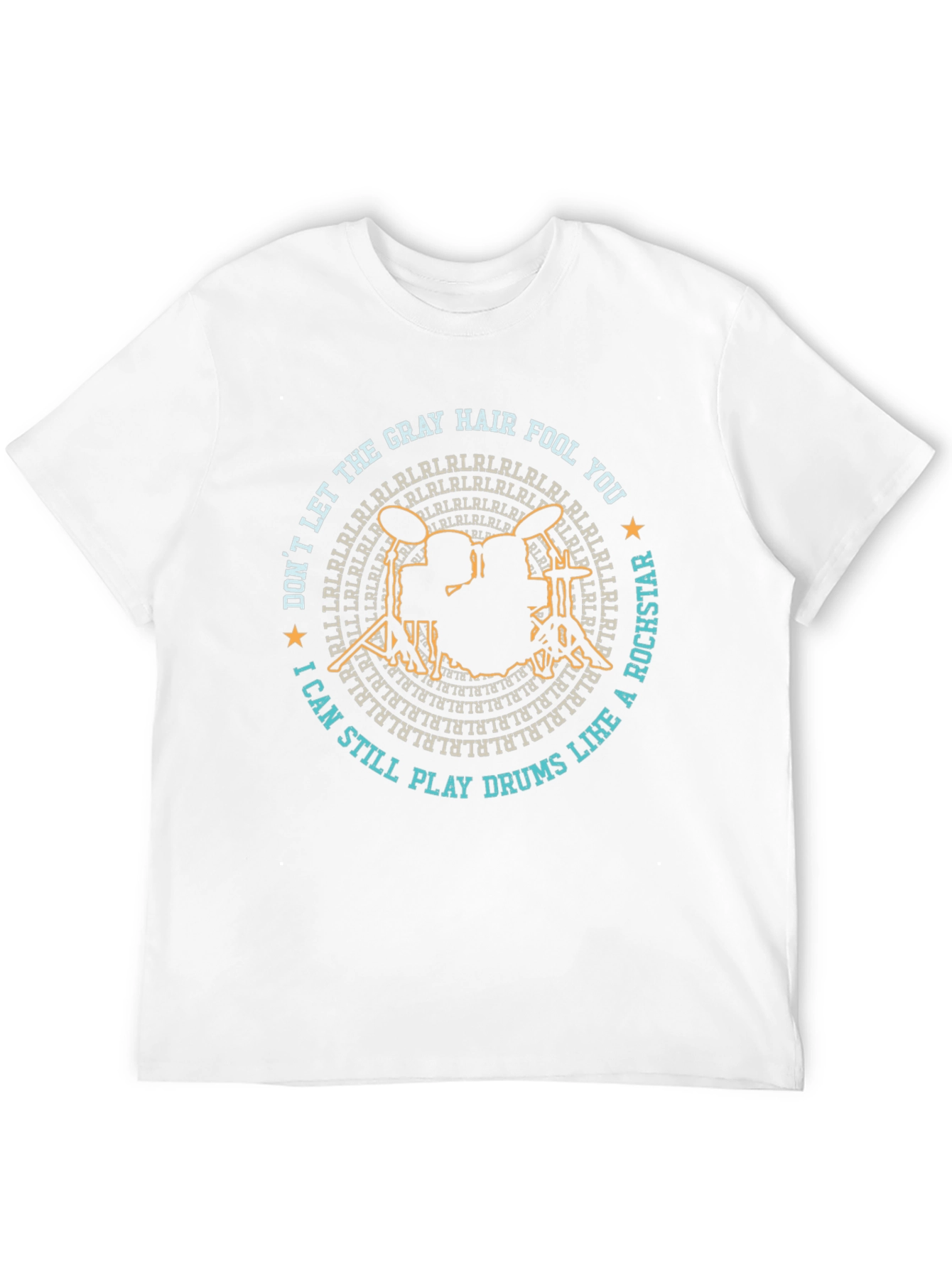 Gray Hair Fool Drummer Rockstar Graphic T-Shirt