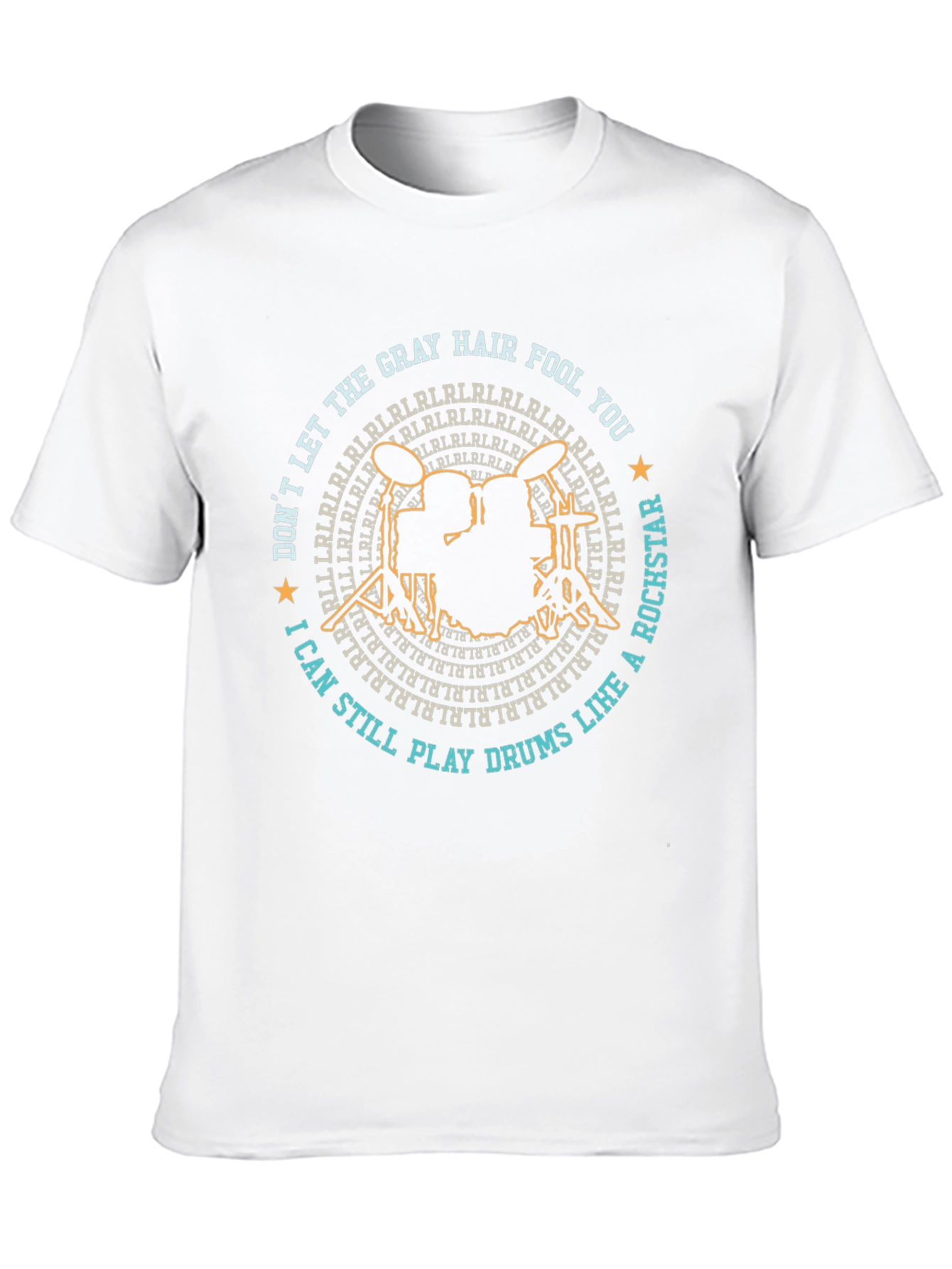 Gray Hair Fool Drummer Rockstar Graphic T-Shirt