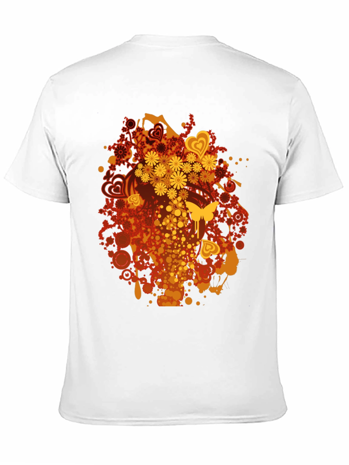 Retro Floral & Butterfly Black T-Shirt