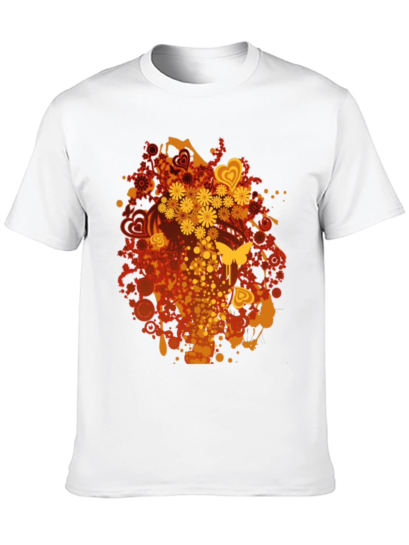 Retro Floral & Butterfly Black T-Shirt