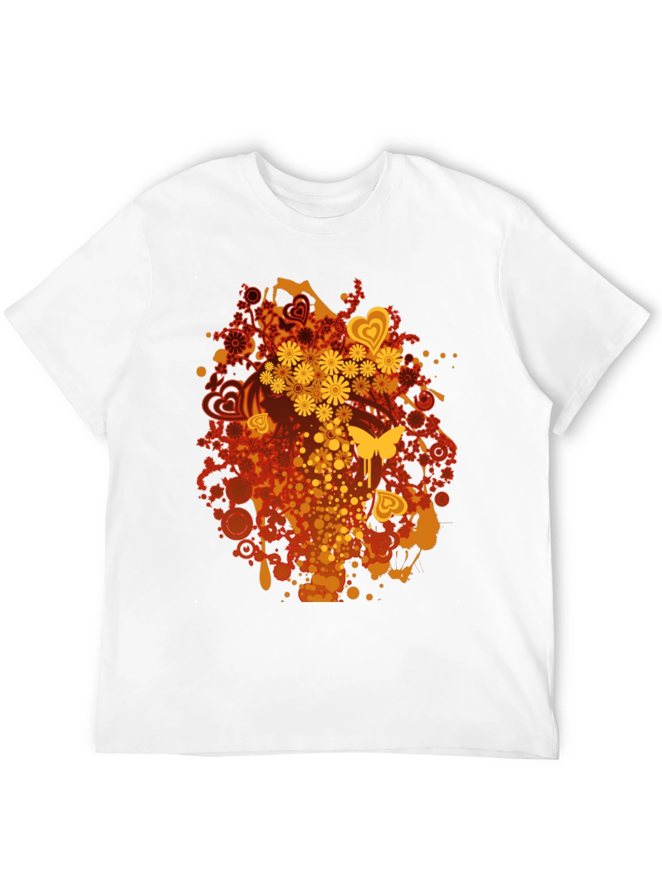 Retro Floral & Butterfly Black T-Shirt