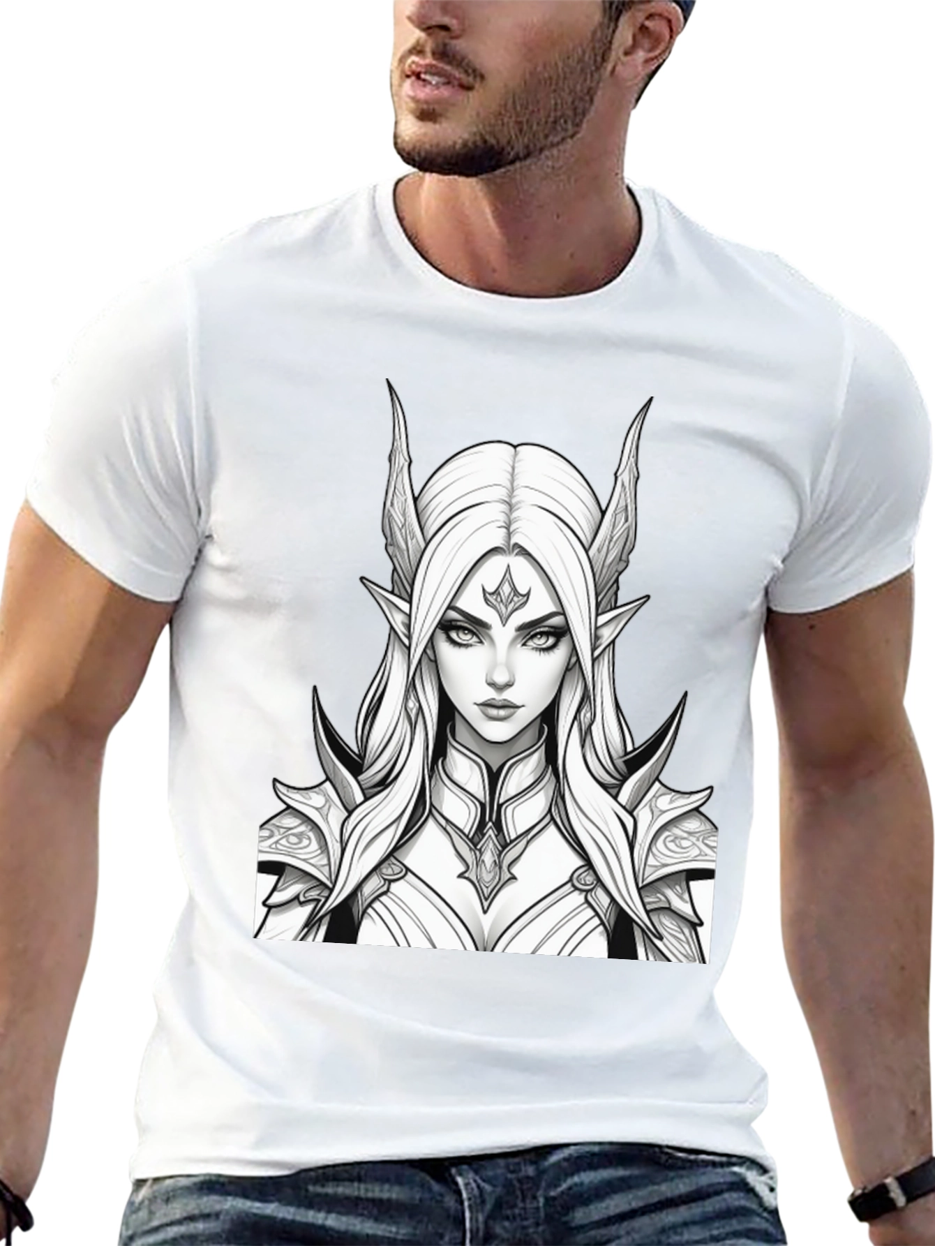 Elf Warrior Graphic Tee - Black Unisex T-Shirt