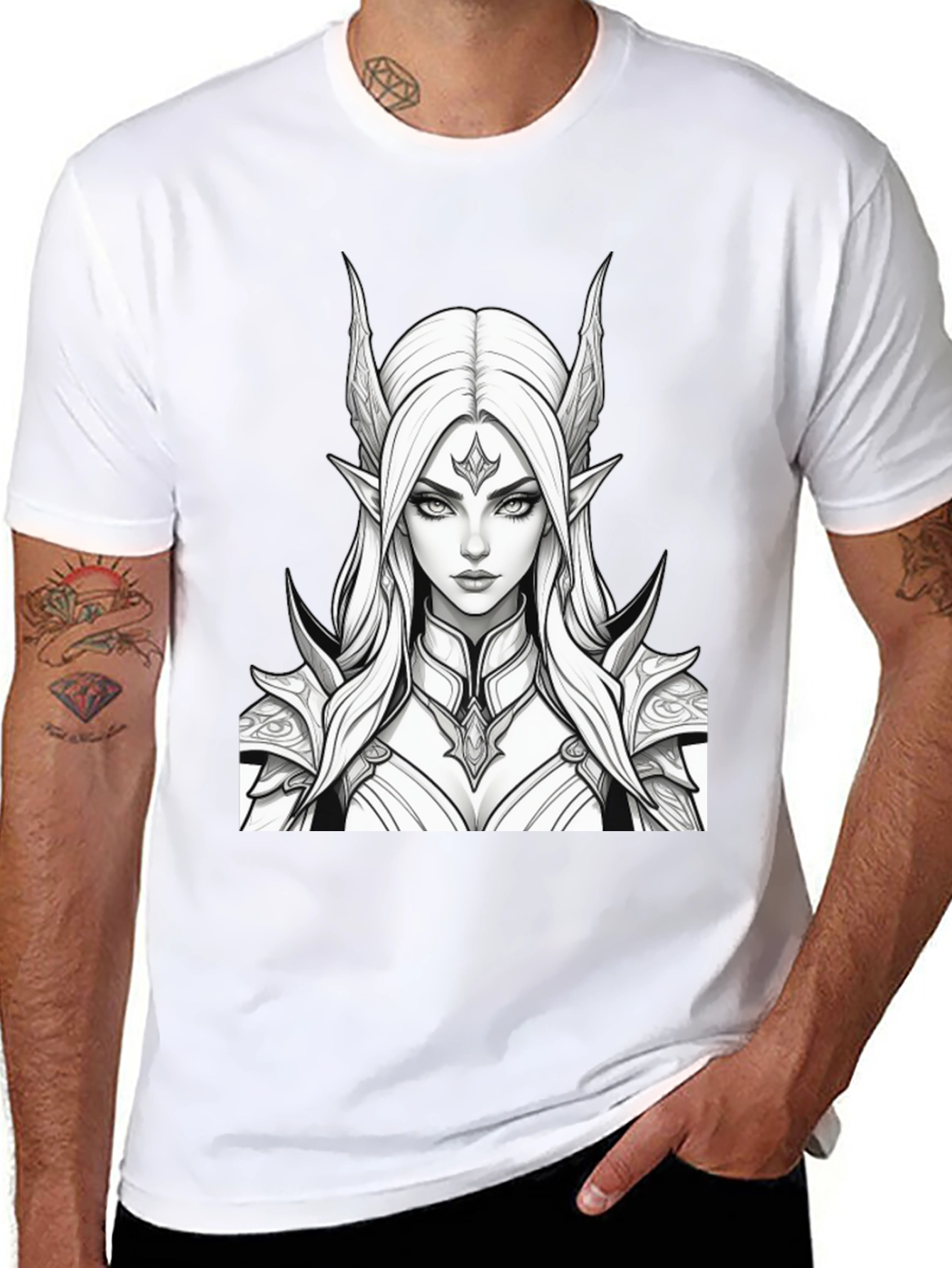 Elf Warrior Graphic Tee - Black Unisex T-Shirt