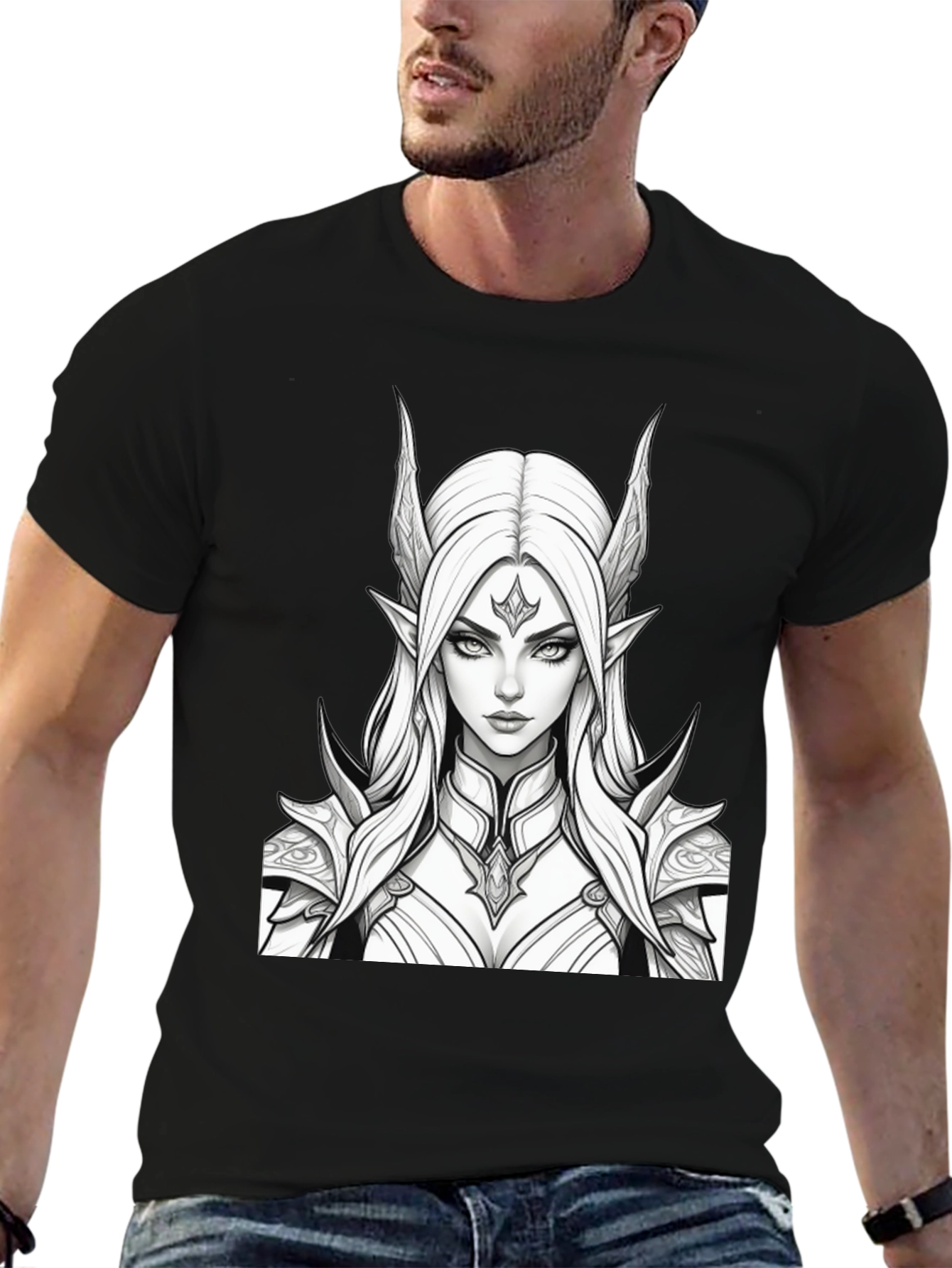 Elf Warrior Graphic Tee - Black Unisex T-Shirt
