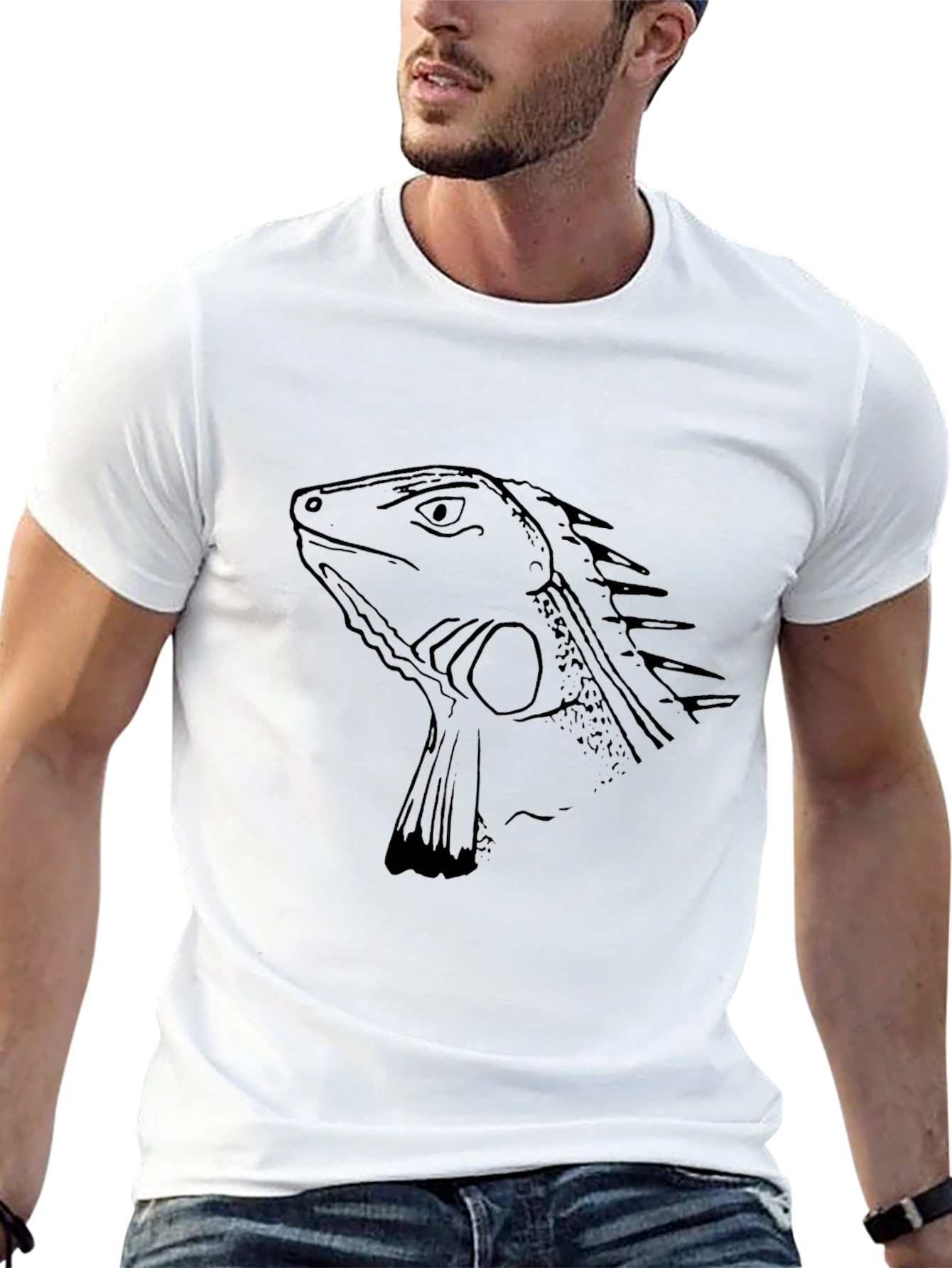 Iguana Graphic Print Black T-Shirt