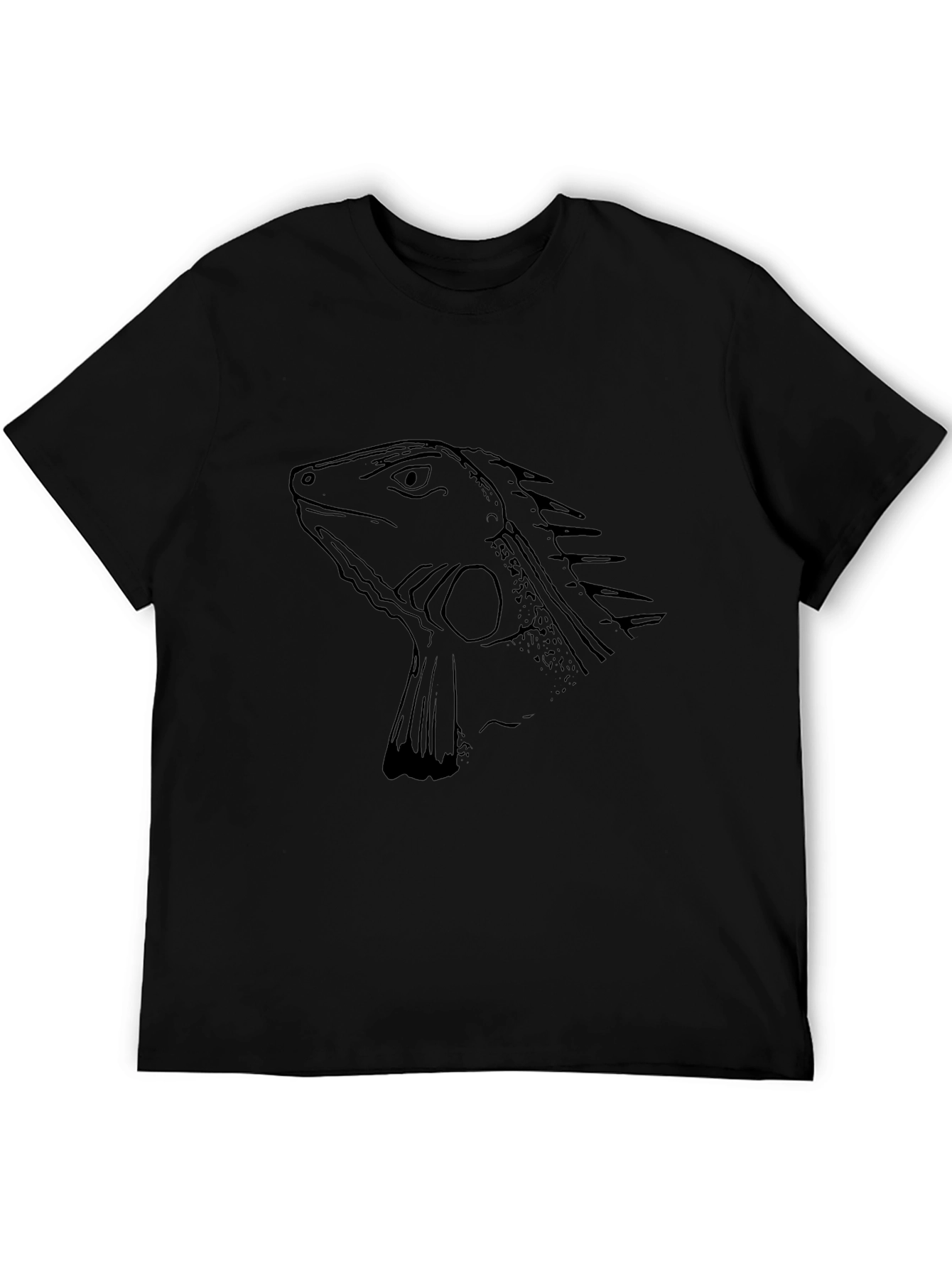 Iguana Graphic Print Black T-Shirt