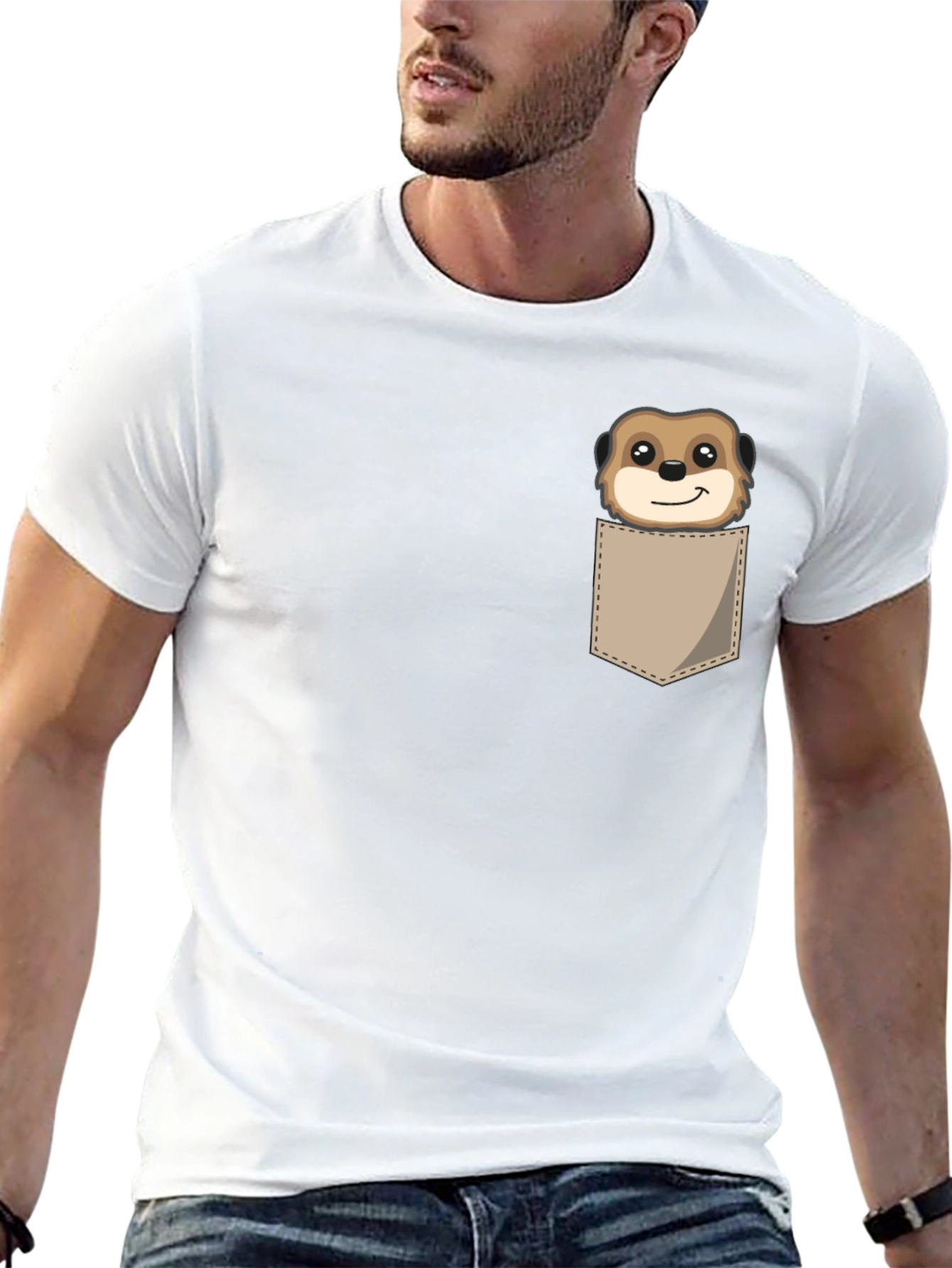 Cute Meerkat Pocket T-Shirt - Unique Animal Graphic Tee