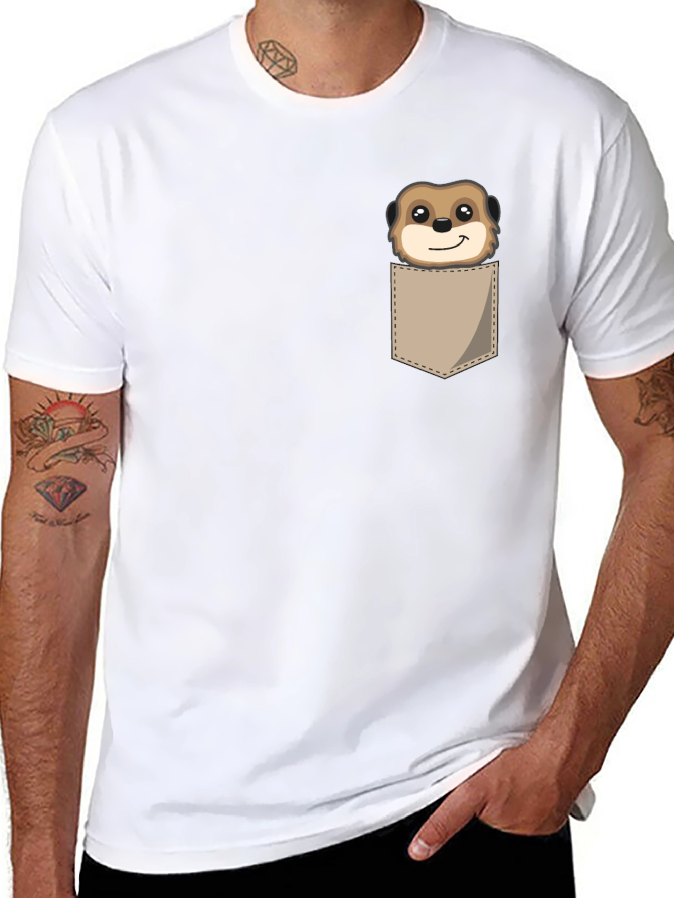 Cute Meerkat Pocket T-Shirt - Unique Animal Graphic Tee
