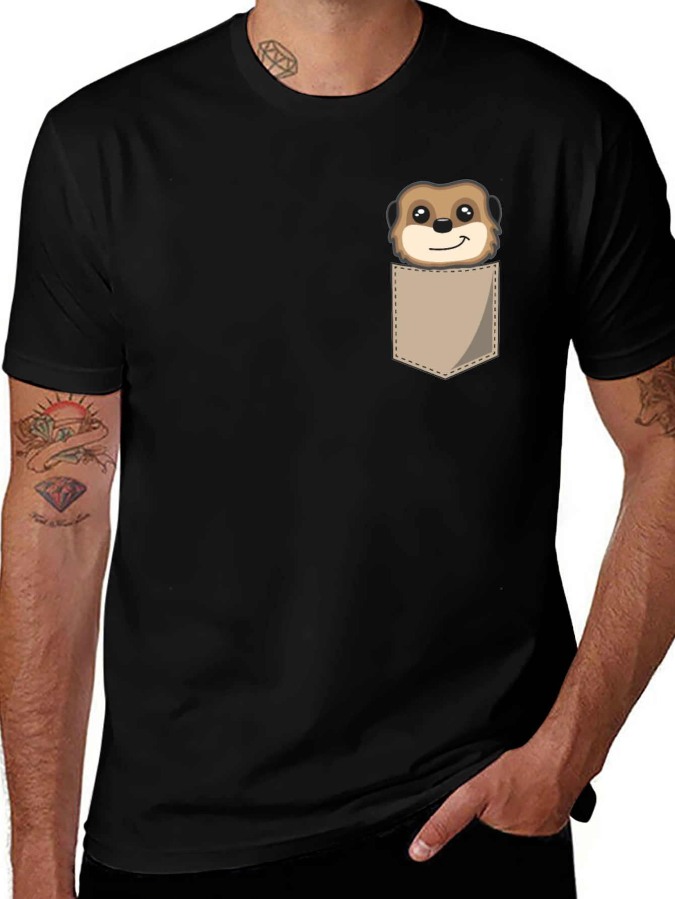 Cute Meerkat Pocket T-Shirt - Unique Animal Graphic Tee