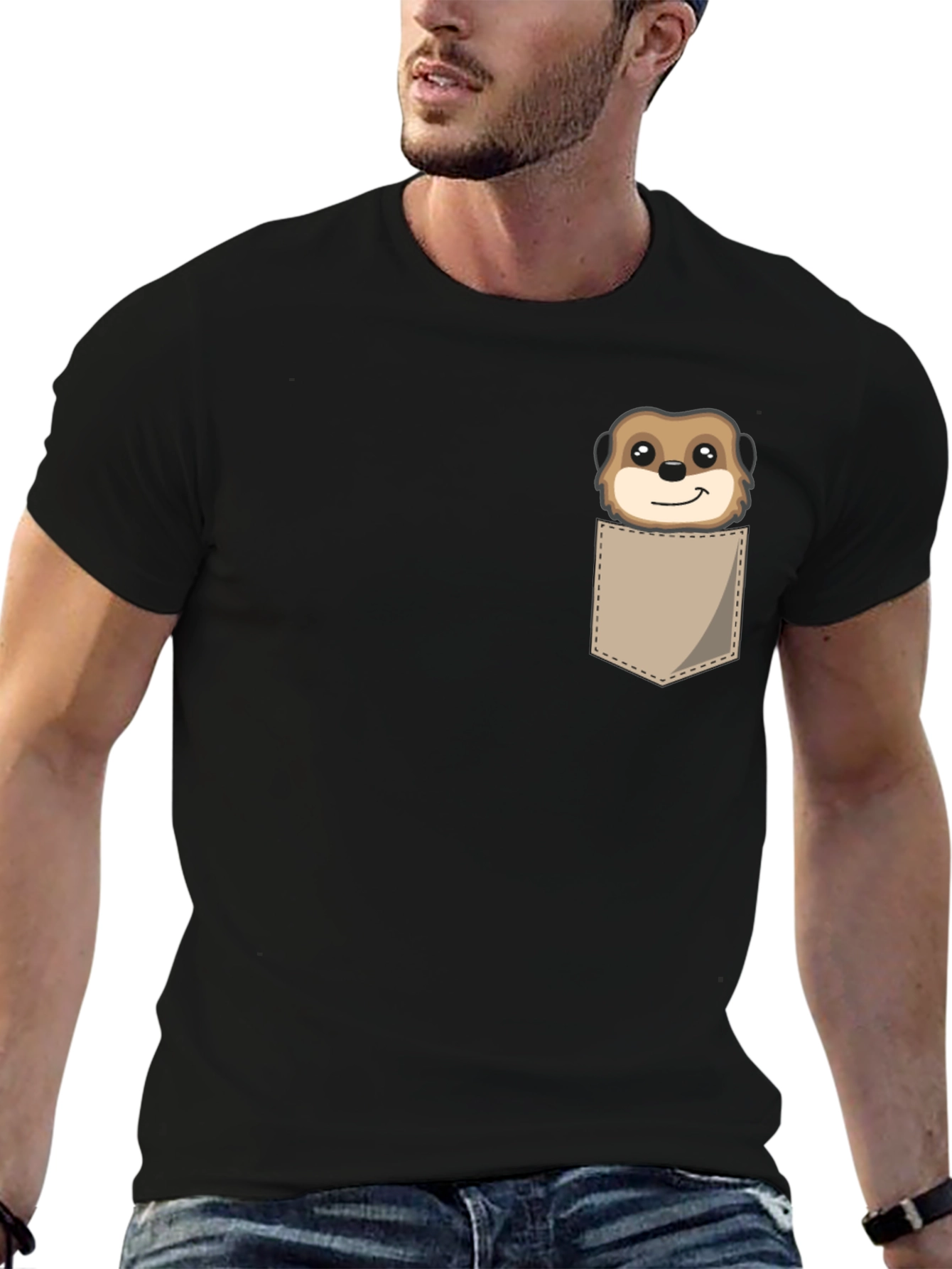 Cute Meerkat Pocket T-Shirt - Unique Animal Graphic Tee