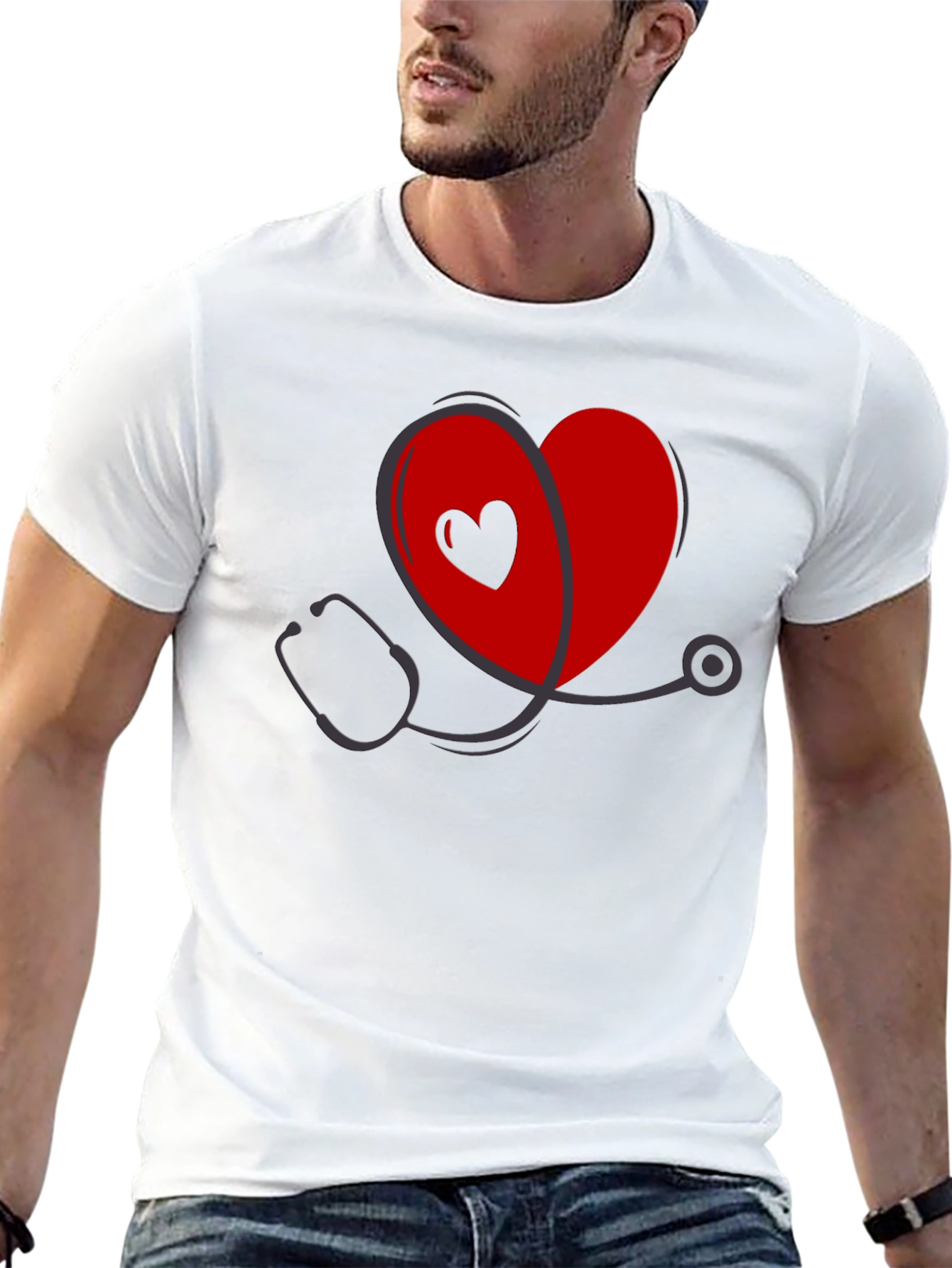Heart Stethoscope Graphic Tee - Medical Love Shirt