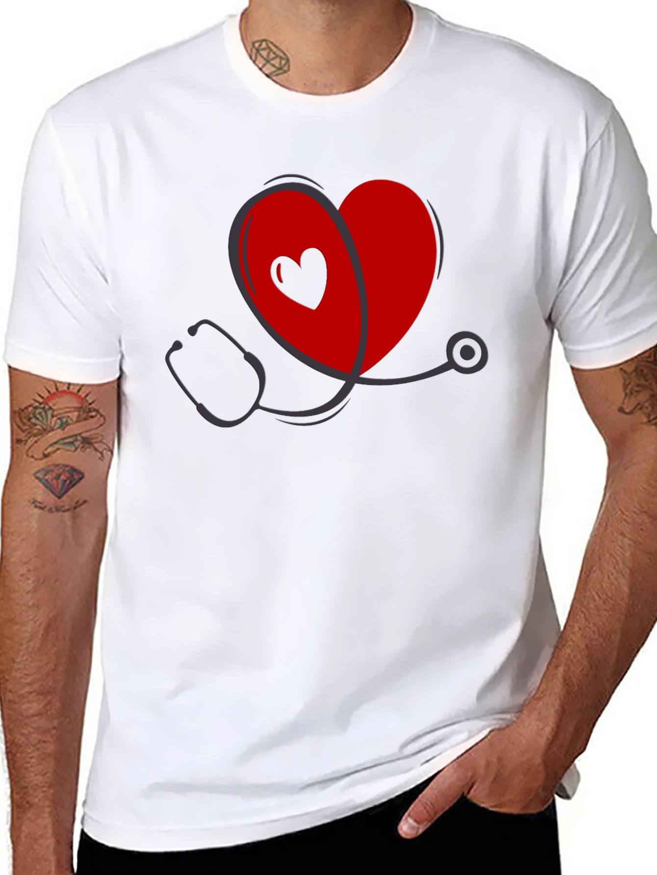 Heart Stethoscope Graphic Tee - Medical Love Shirt