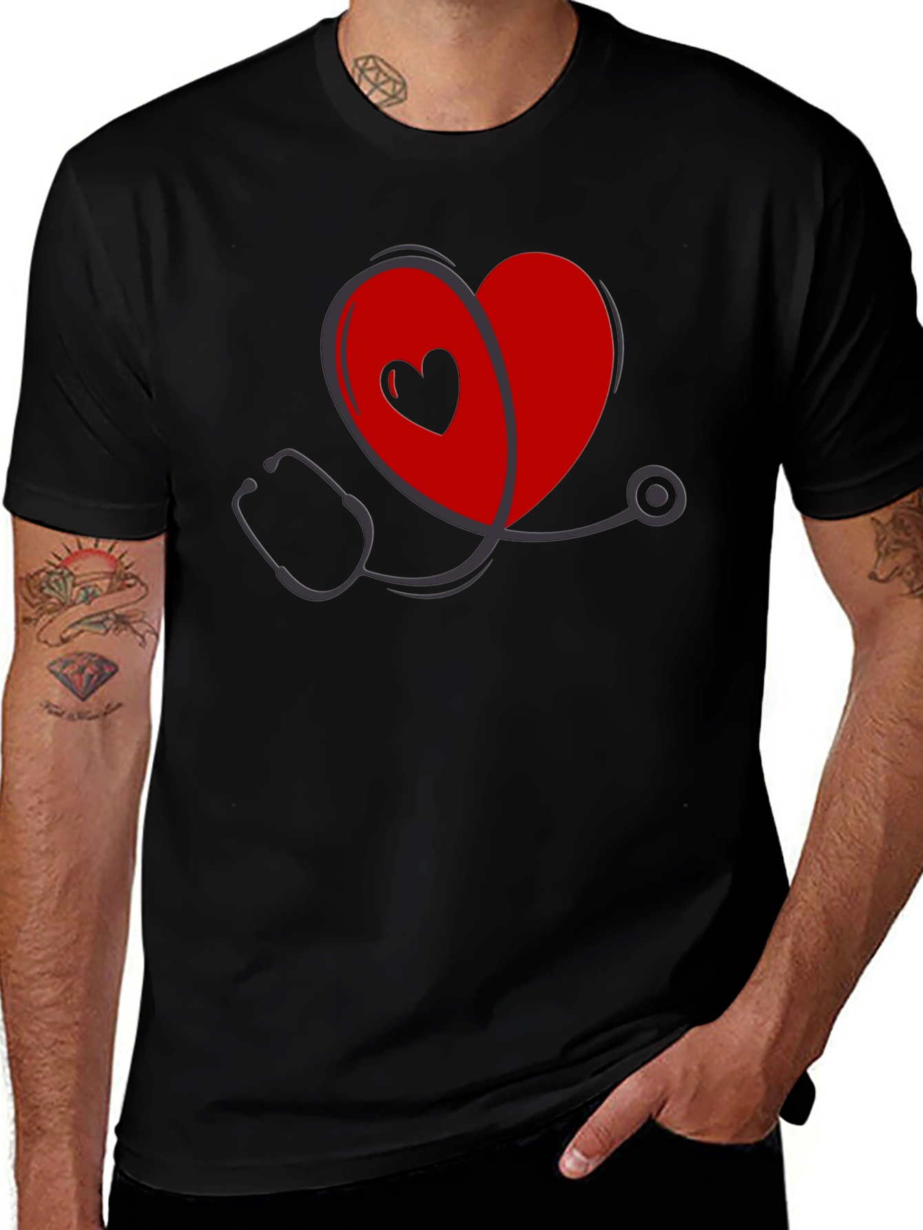 Heart Stethoscope Graphic Tee - Medical Love Shirt