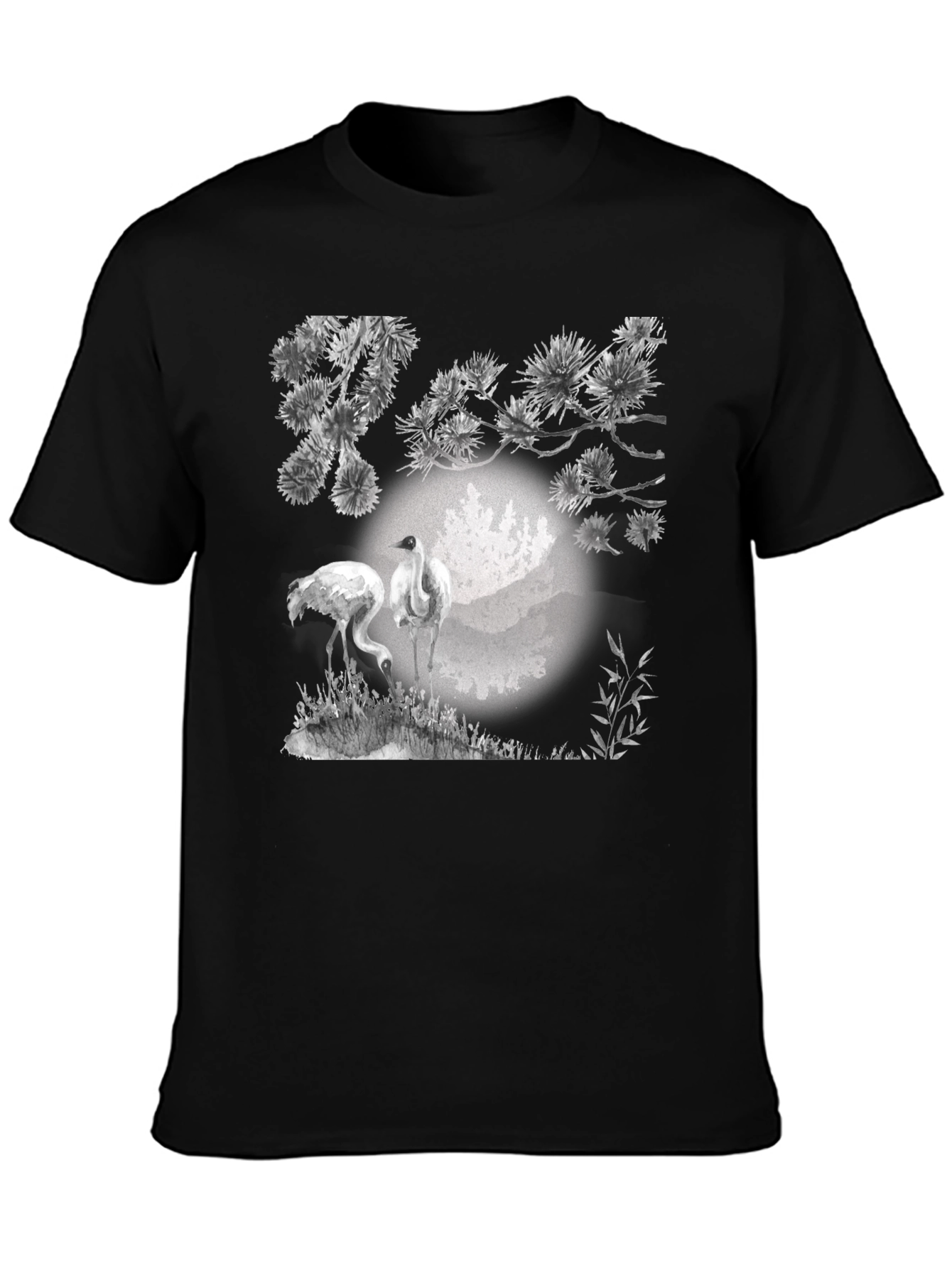 Crane and Pine T-Shirt - Black