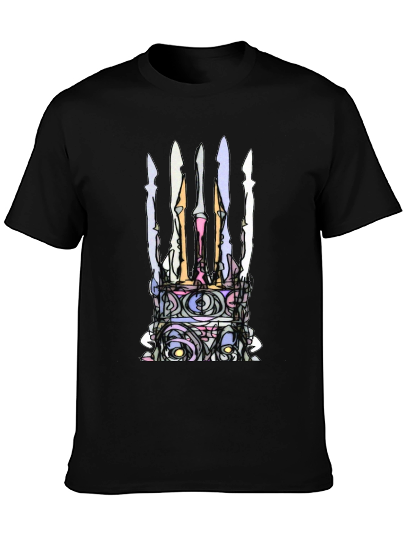 Abstract Crown Graphic Black T-Shirt