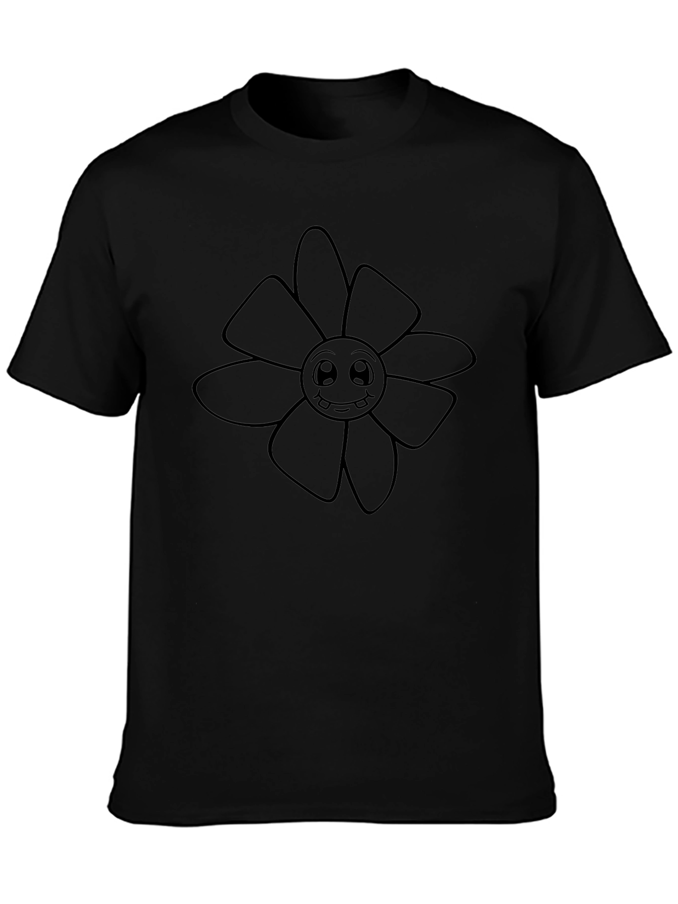 Funny Flower Graphic Black T-Shirt
