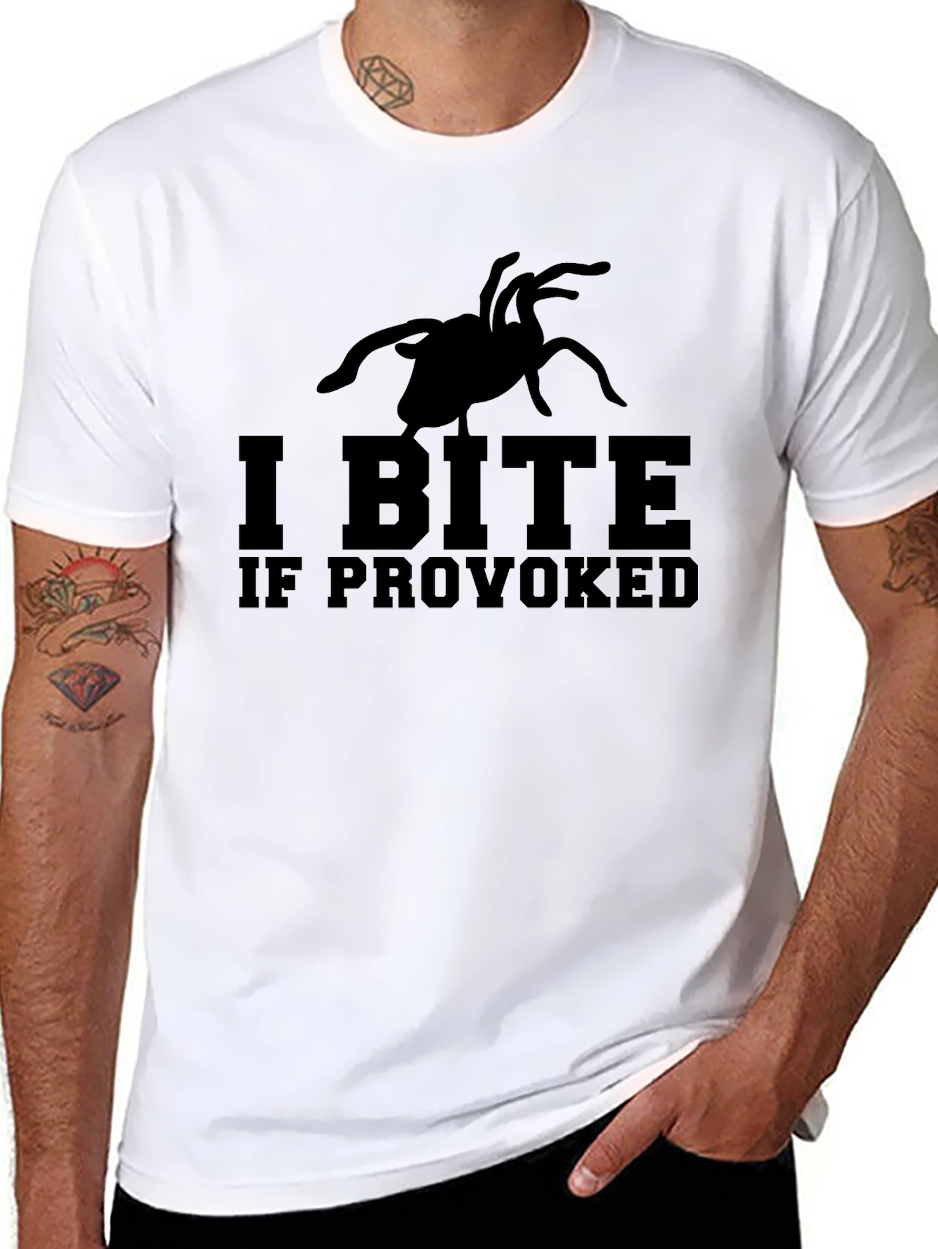 I Bite If Provoked Spider Graphic Black T-Shirt