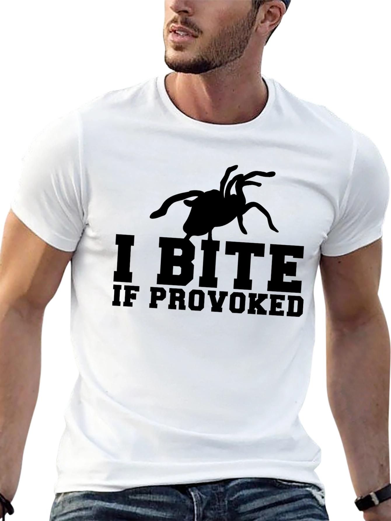 I Bite If Provoked Spider Graphic Black T-Shirt