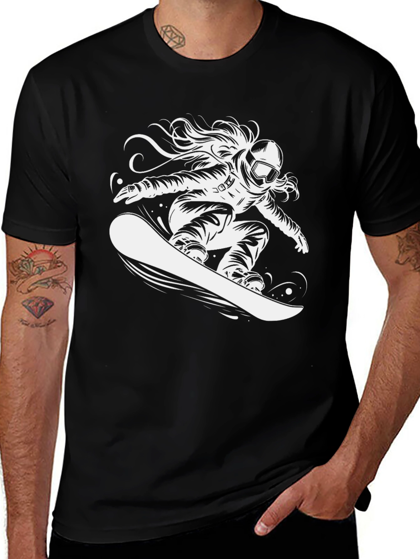Snowboarder Graphic T-Shirt - Black