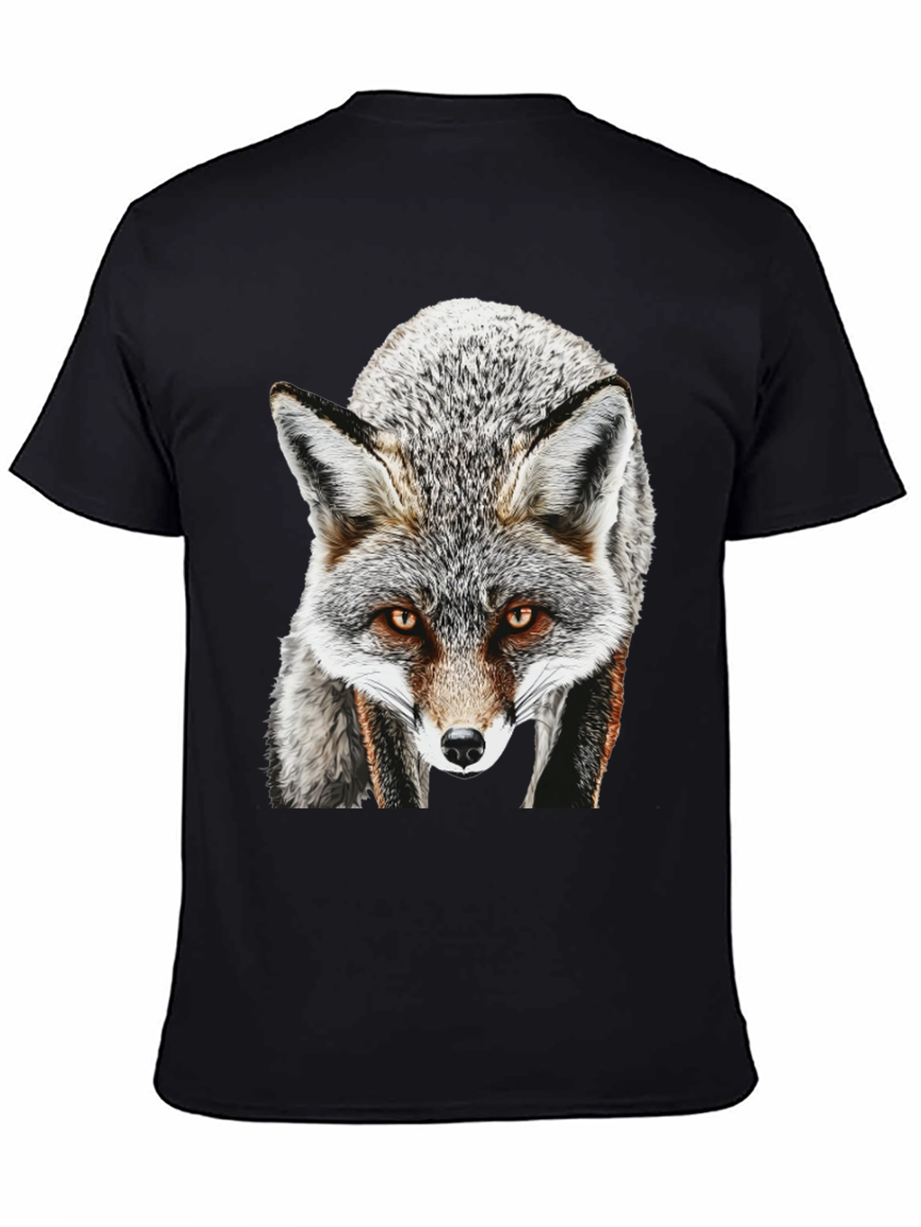 Fox Graphic T-Shirt - Mens Black Crew Neck Tee