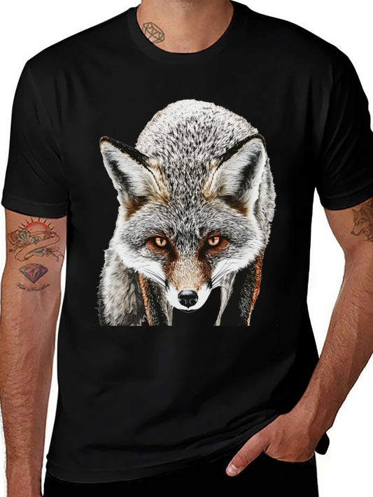 Fox Graphic T-Shirt - Mens Black Crew Neck Tee