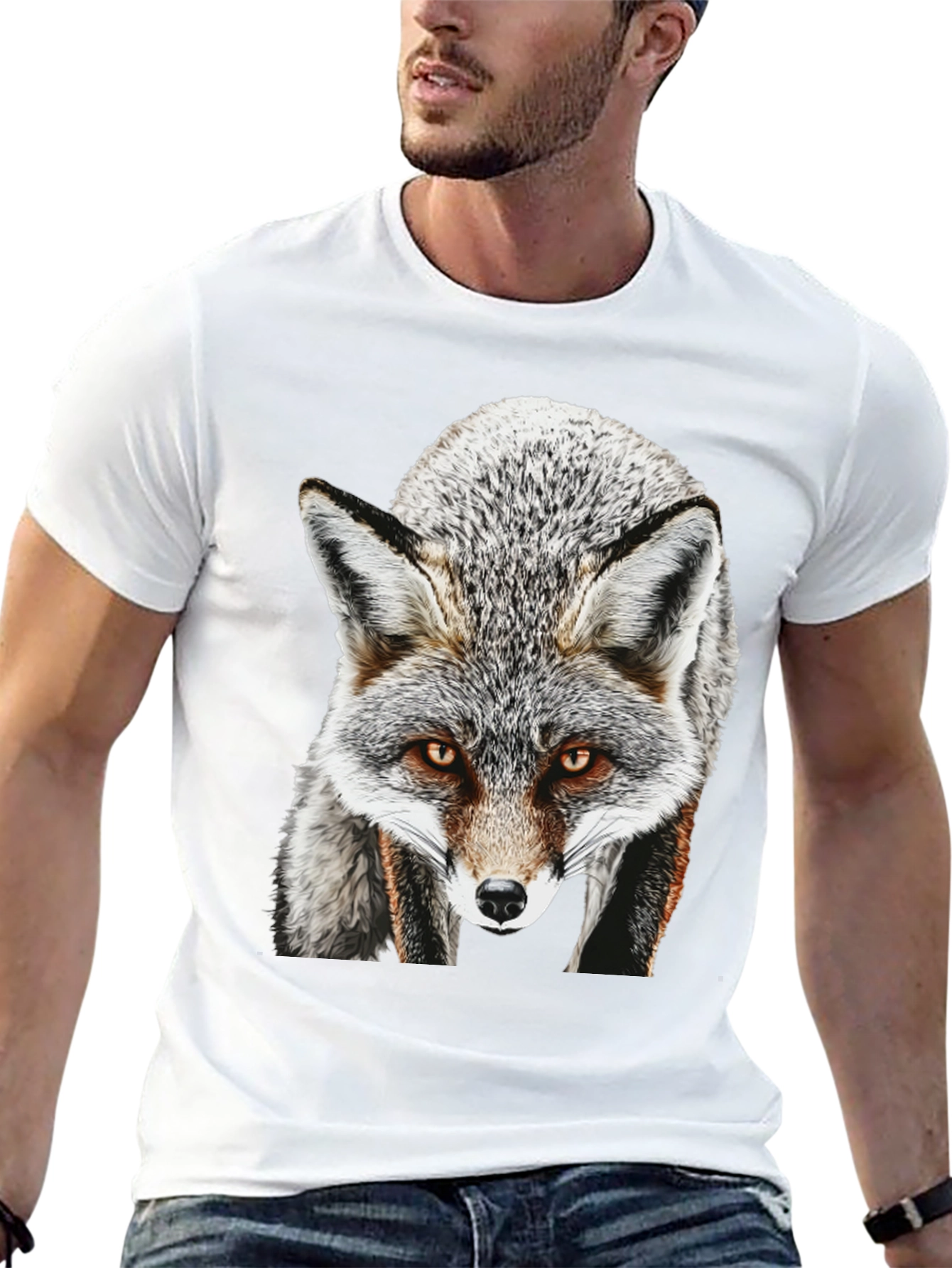 Fox Graphic T-Shirt - Mens Black Crew Neck Tee