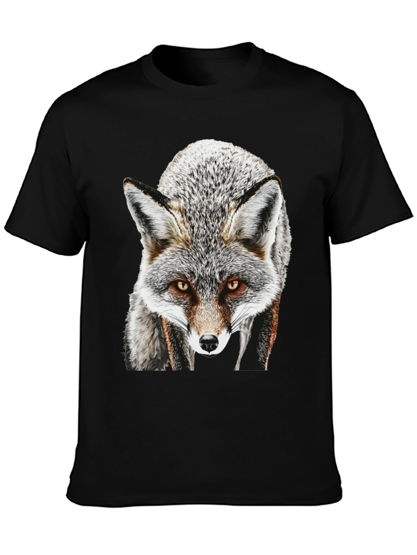 Fox Graphic T-Shirt - Mens Black Crew Neck Tee