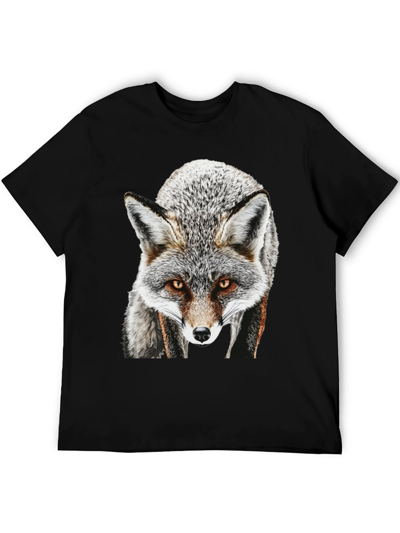 Fox Graphic T-Shirt - Mens Black Crew Neck Tee