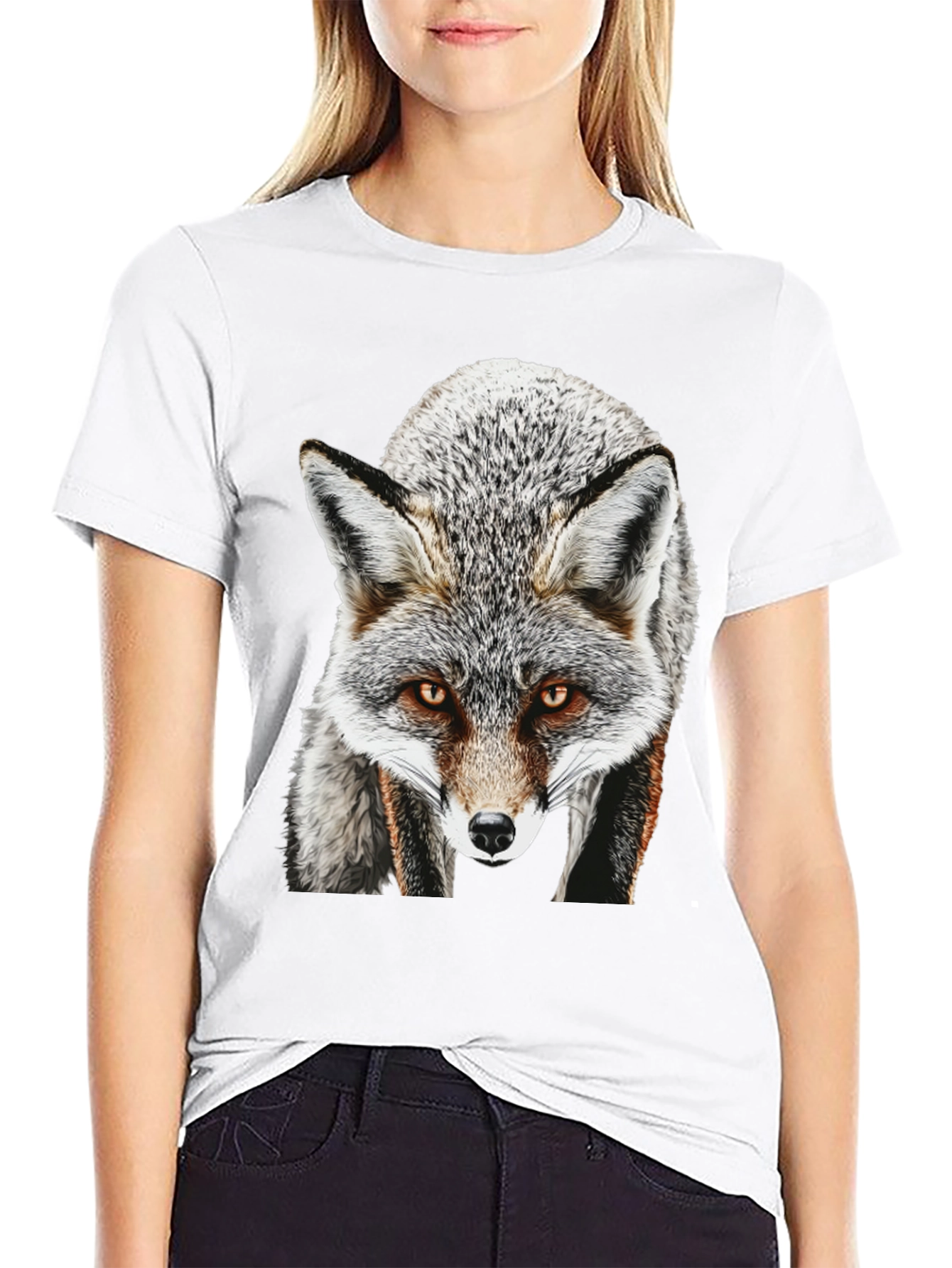 Fox Graphic T-Shirt - Mens Black Crew Neck Tee
