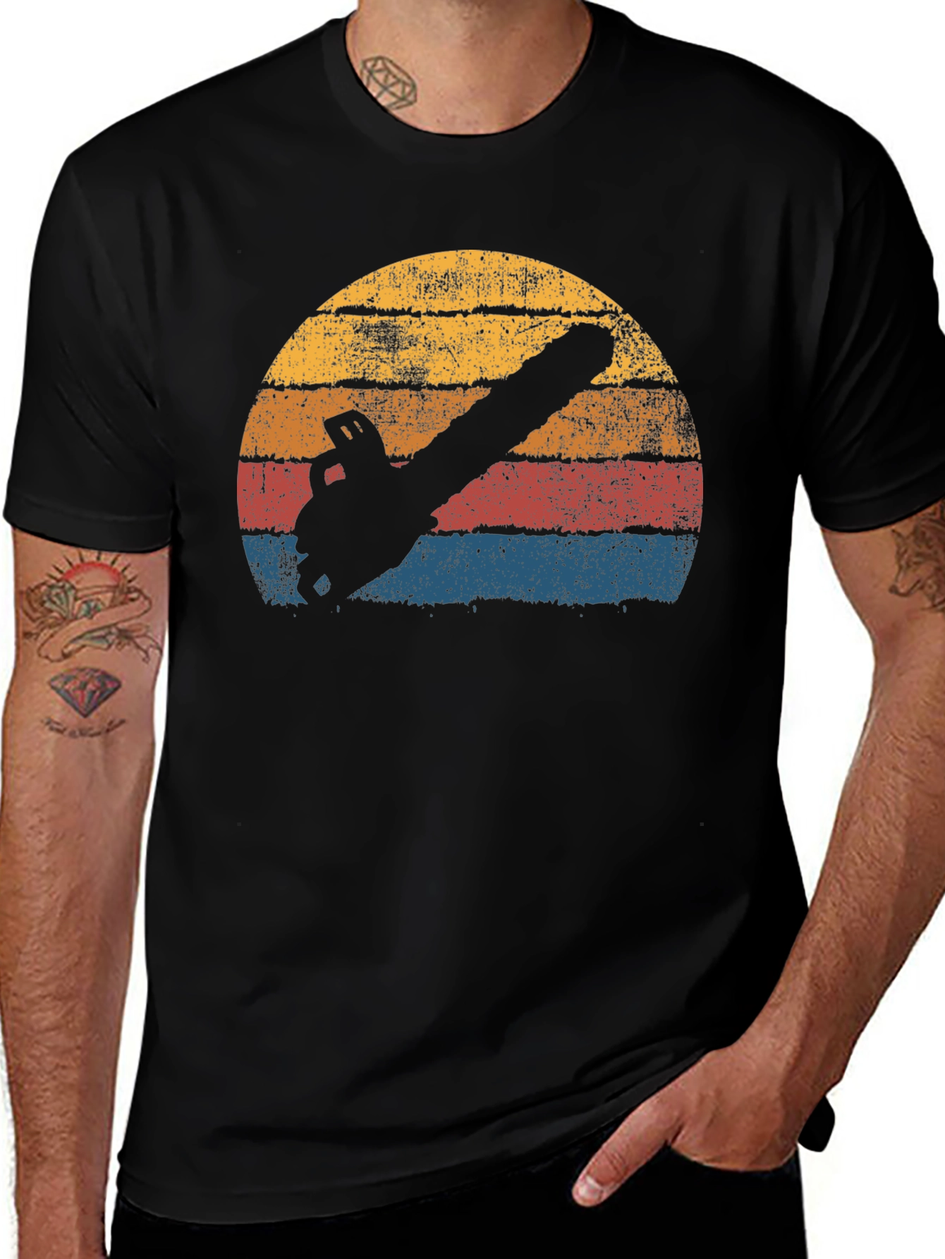 Retro Chainsaw T-Shirt - Black Graphic Tee