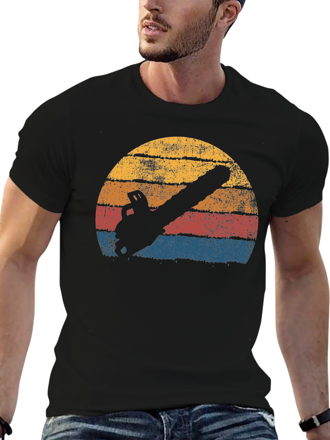 Retro Chainsaw T-Shirt - Black Graphic Tee