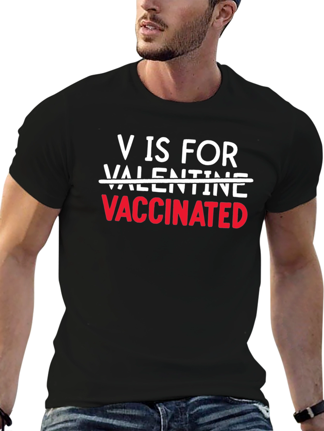 Vaccinated Valentine Black T-Shirt