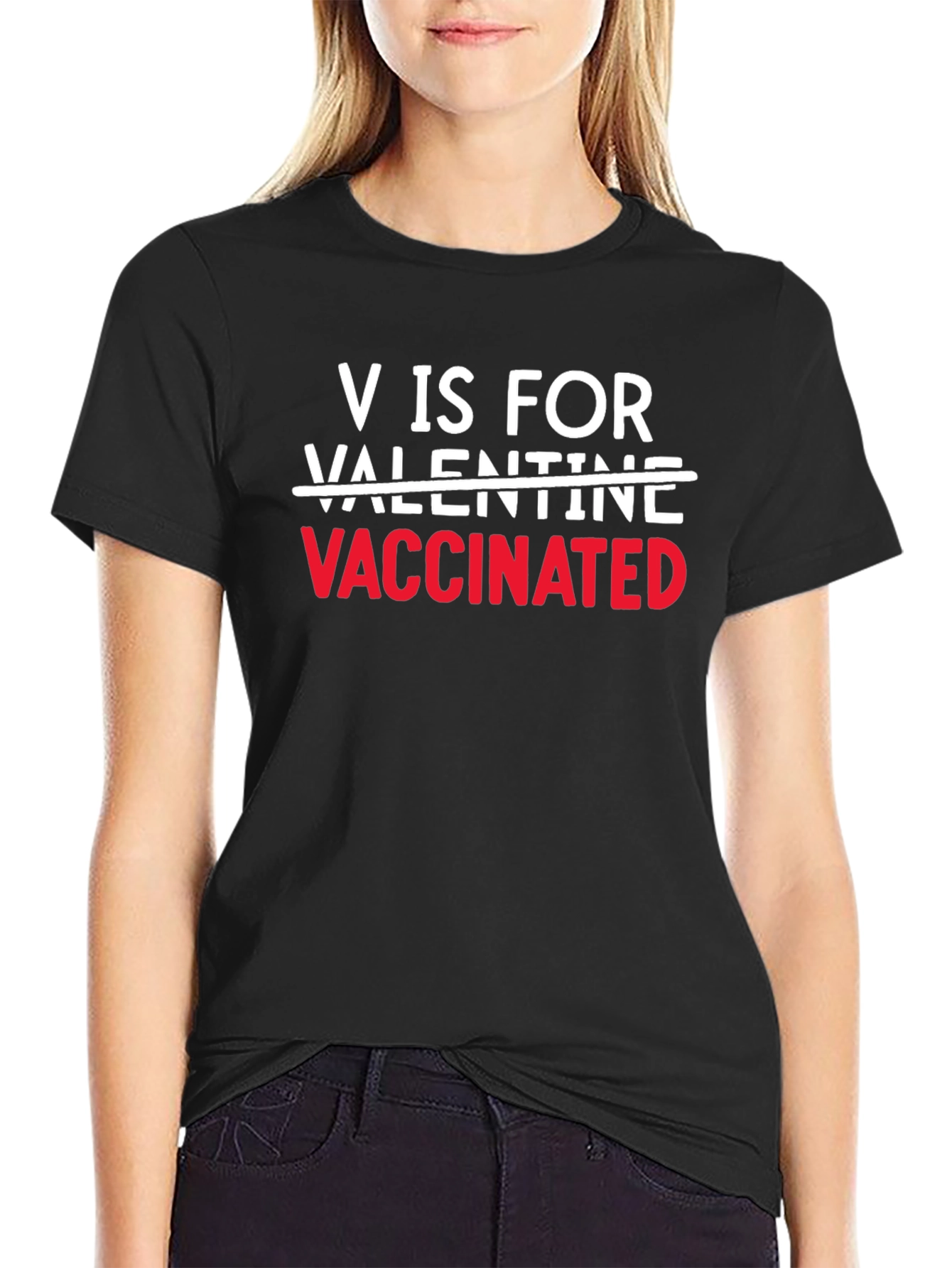 Vaccinated Valentine Black T-Shirt