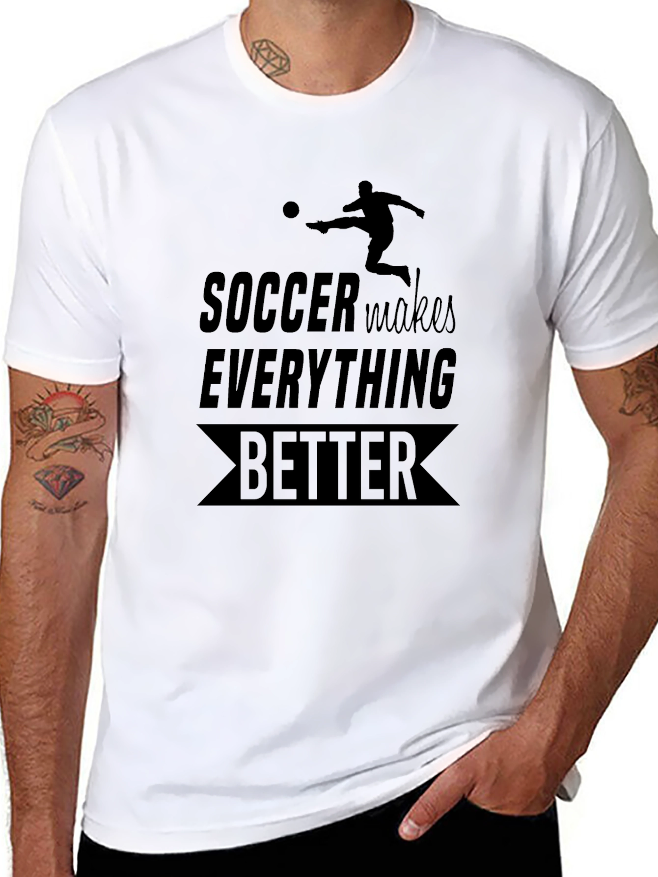 Soccer Makes Everything Better Black Graphic Tee