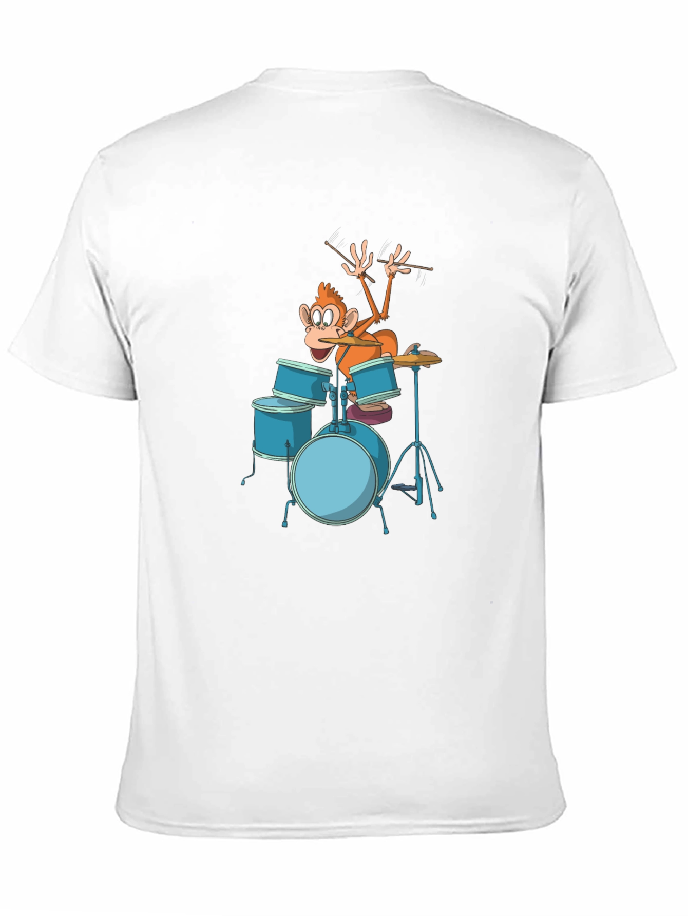 Funny Monkey Drummer Graphic Tee - Black Cotton T-Shirt