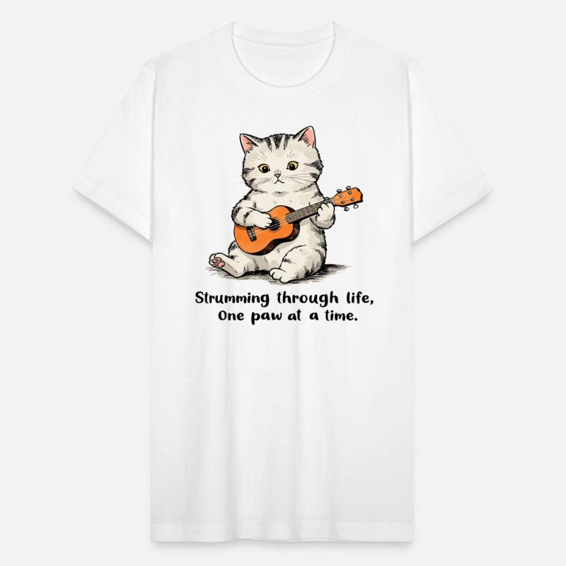 Cat playing a tiny ukulele