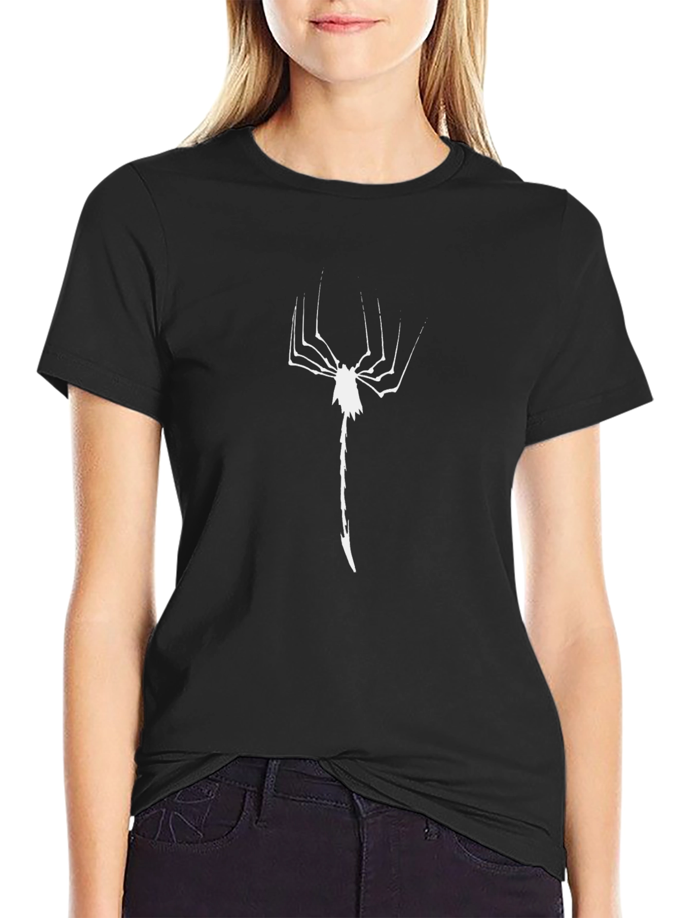 Mens Black T-Shirt with White Alien Graphic