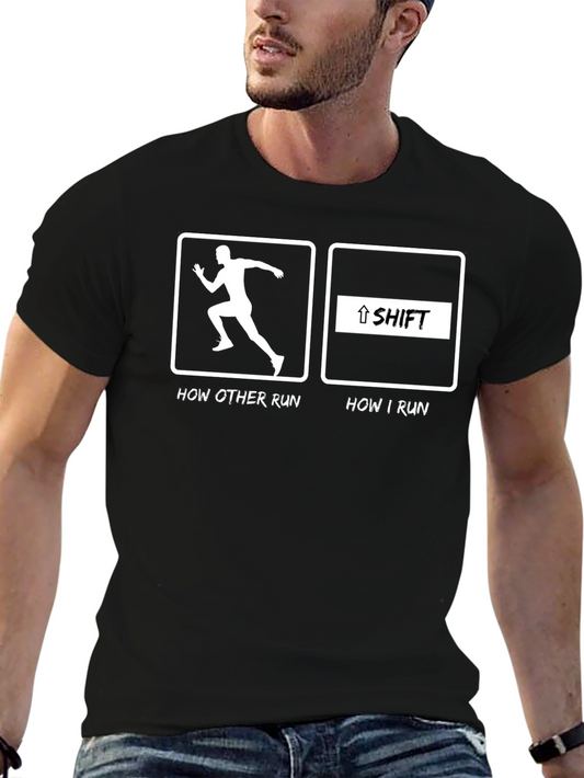 Funny Running T-Shirt - How I Run Computer Shift Key