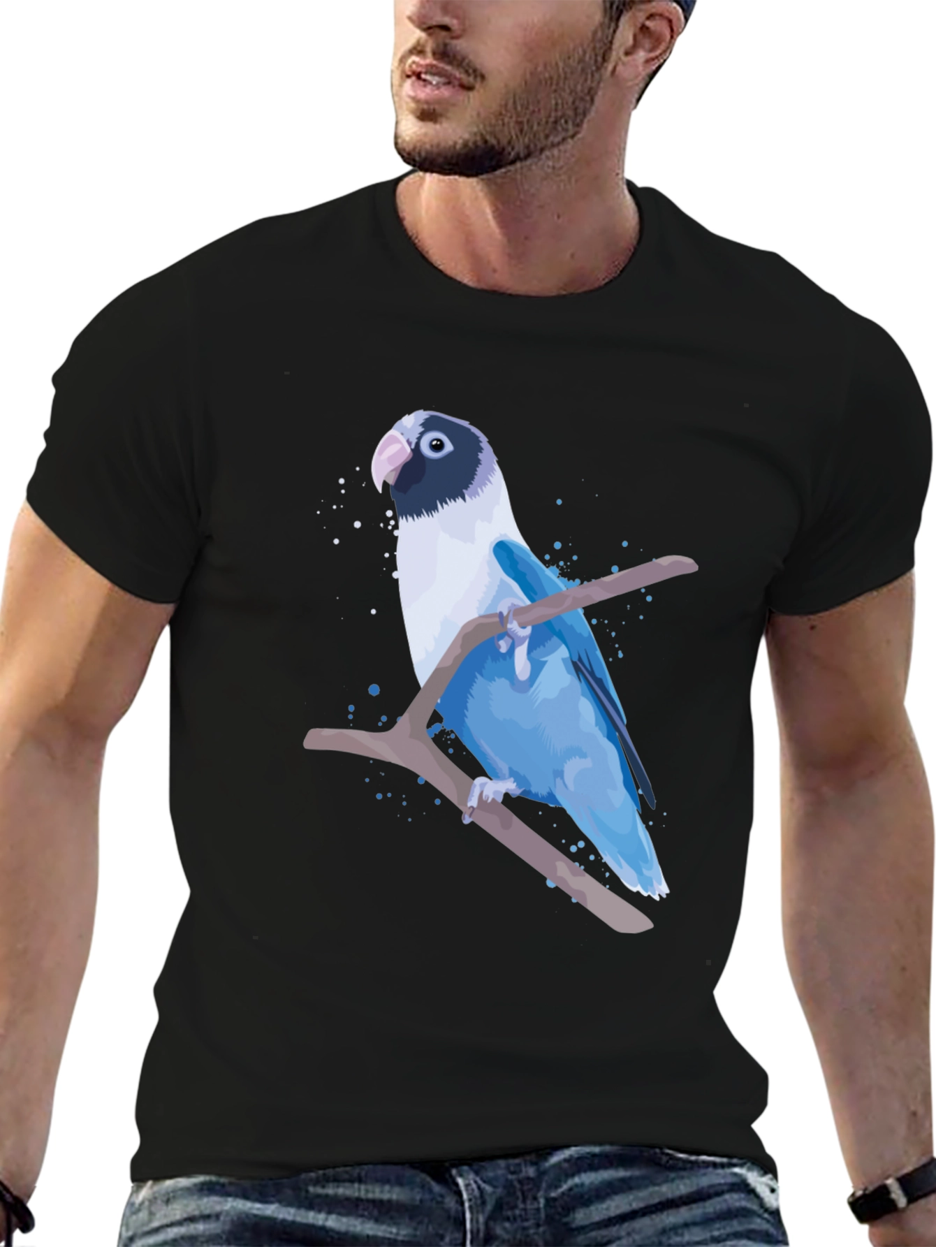 Blue Parrot Graphic Print T-Shirt