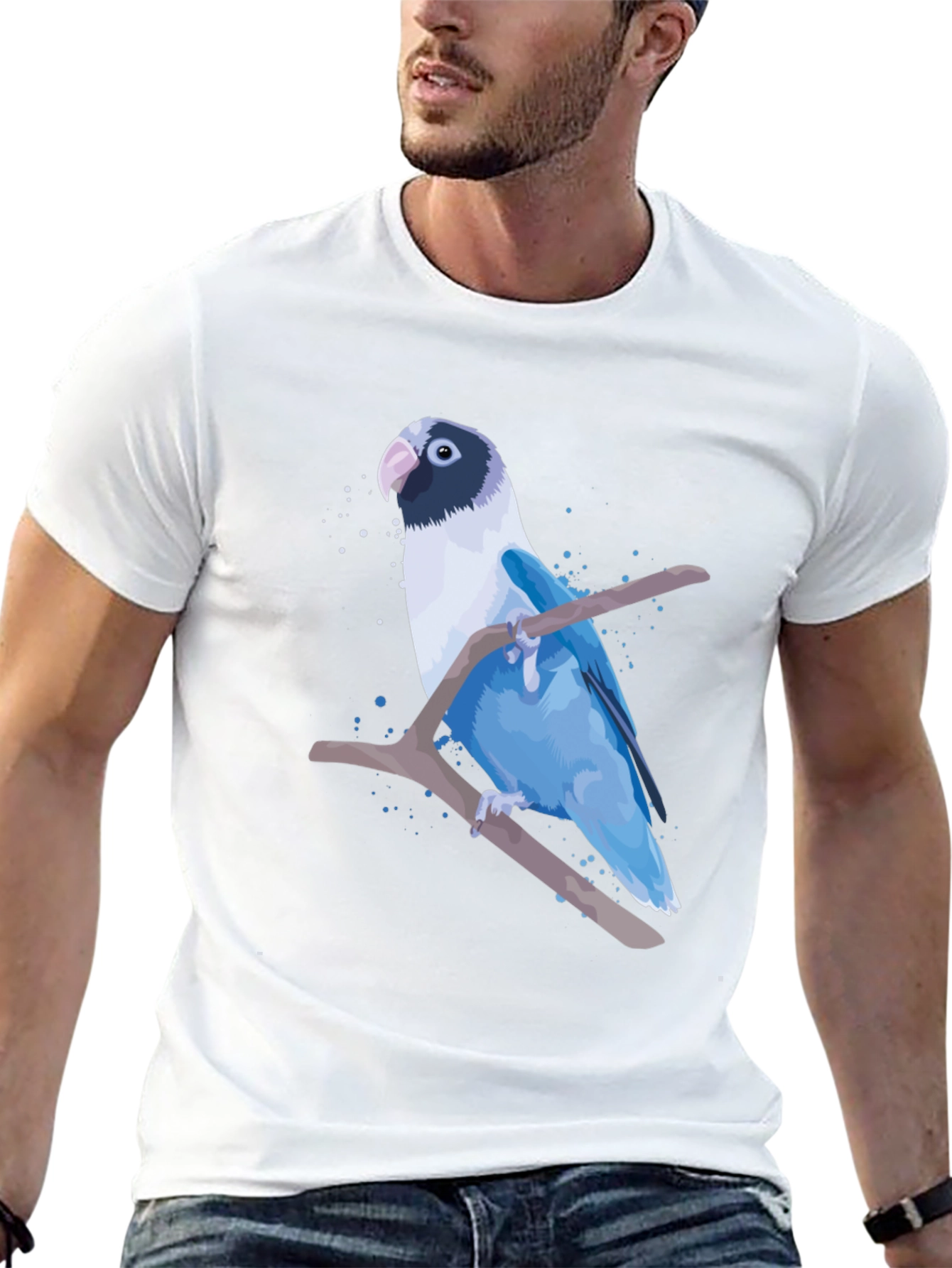 Blue Parrot Graphic Print T-Shirt