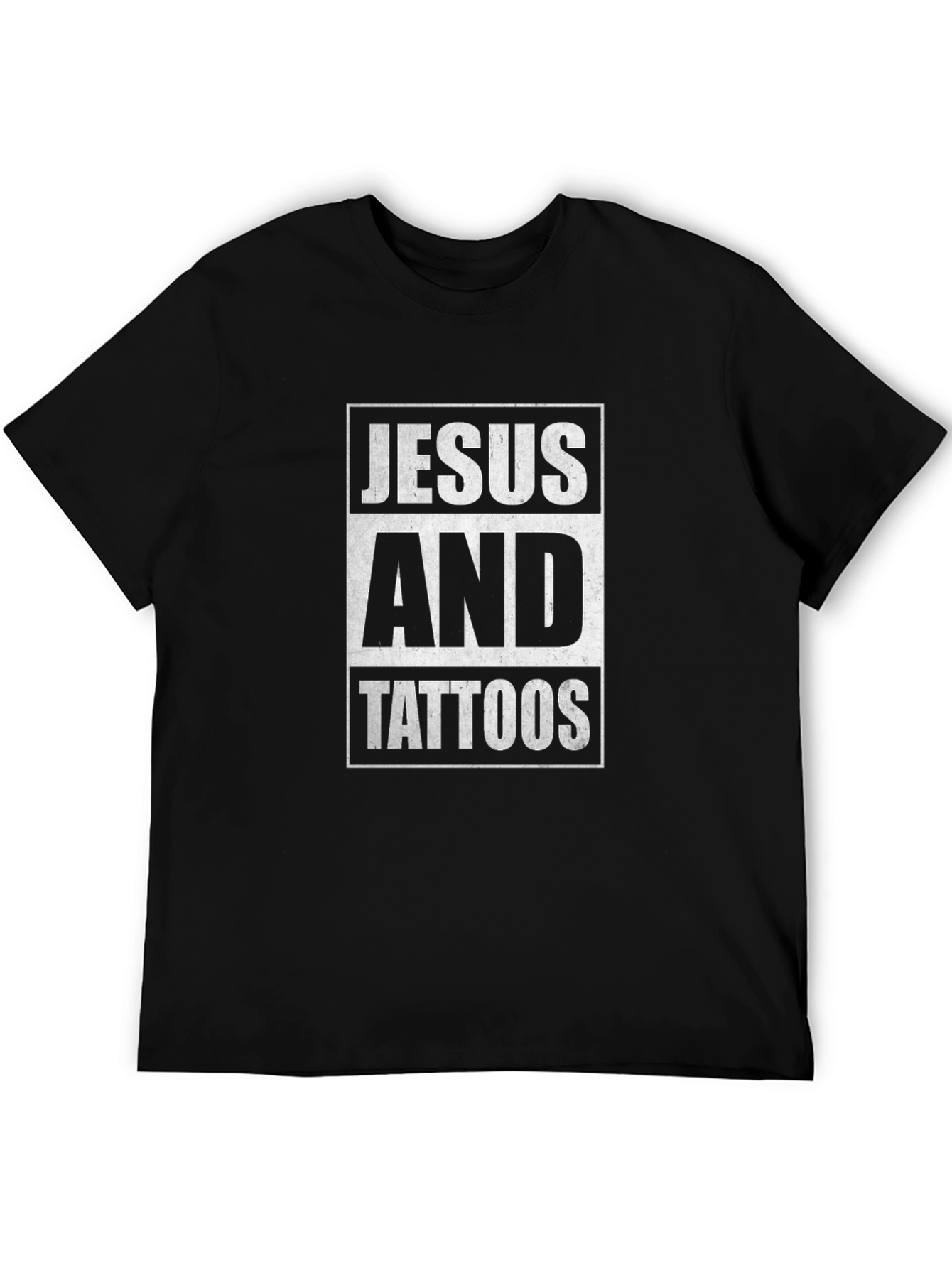 Jesus and Tattoos Graphic Tee - Black Cotton Blend