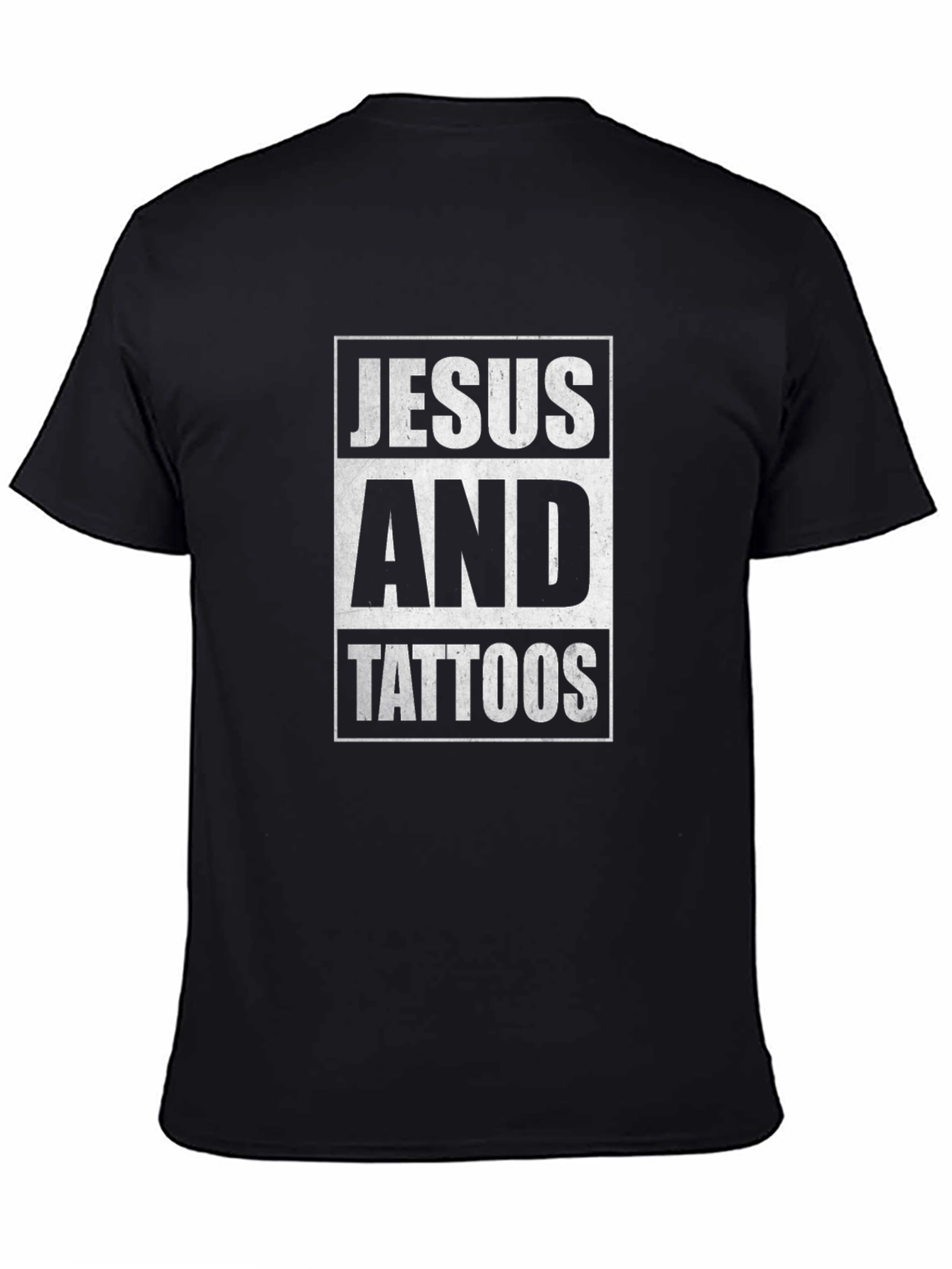 Jesus and Tattoos Graphic Tee - Black Cotton Blend