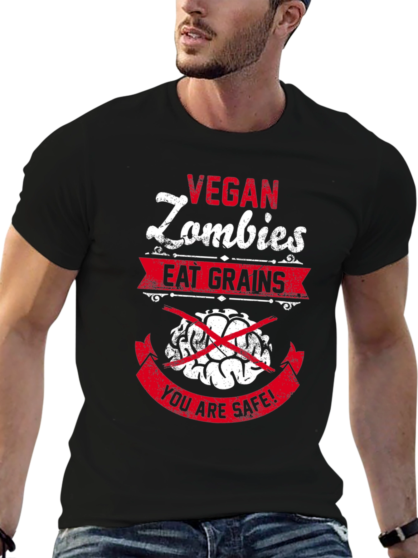 Vegan Zombie T-Shirt - Brains Beware!